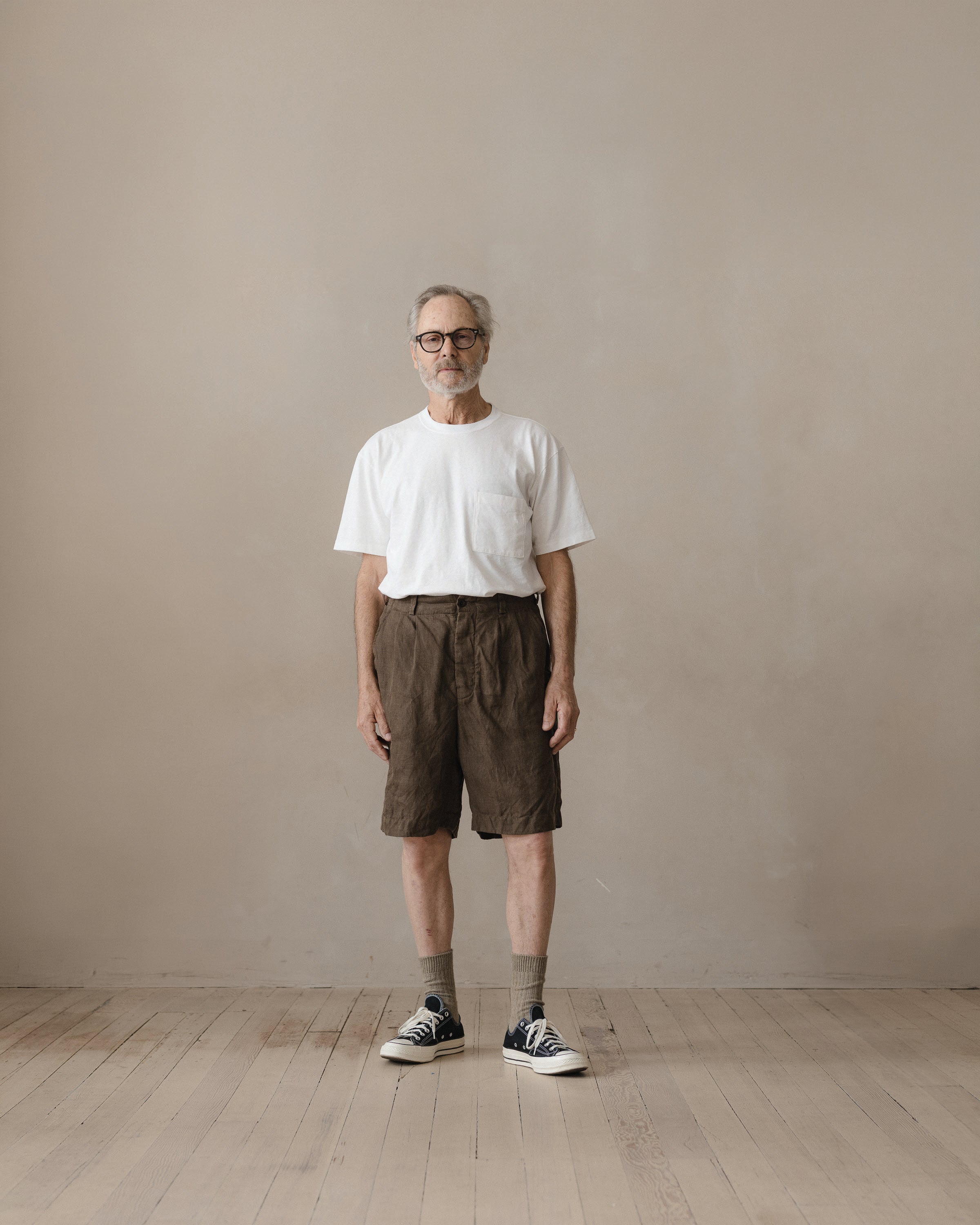 Two Pleat Short - Sumi Ink Hemp Twill, Dark Olive – evan kinori