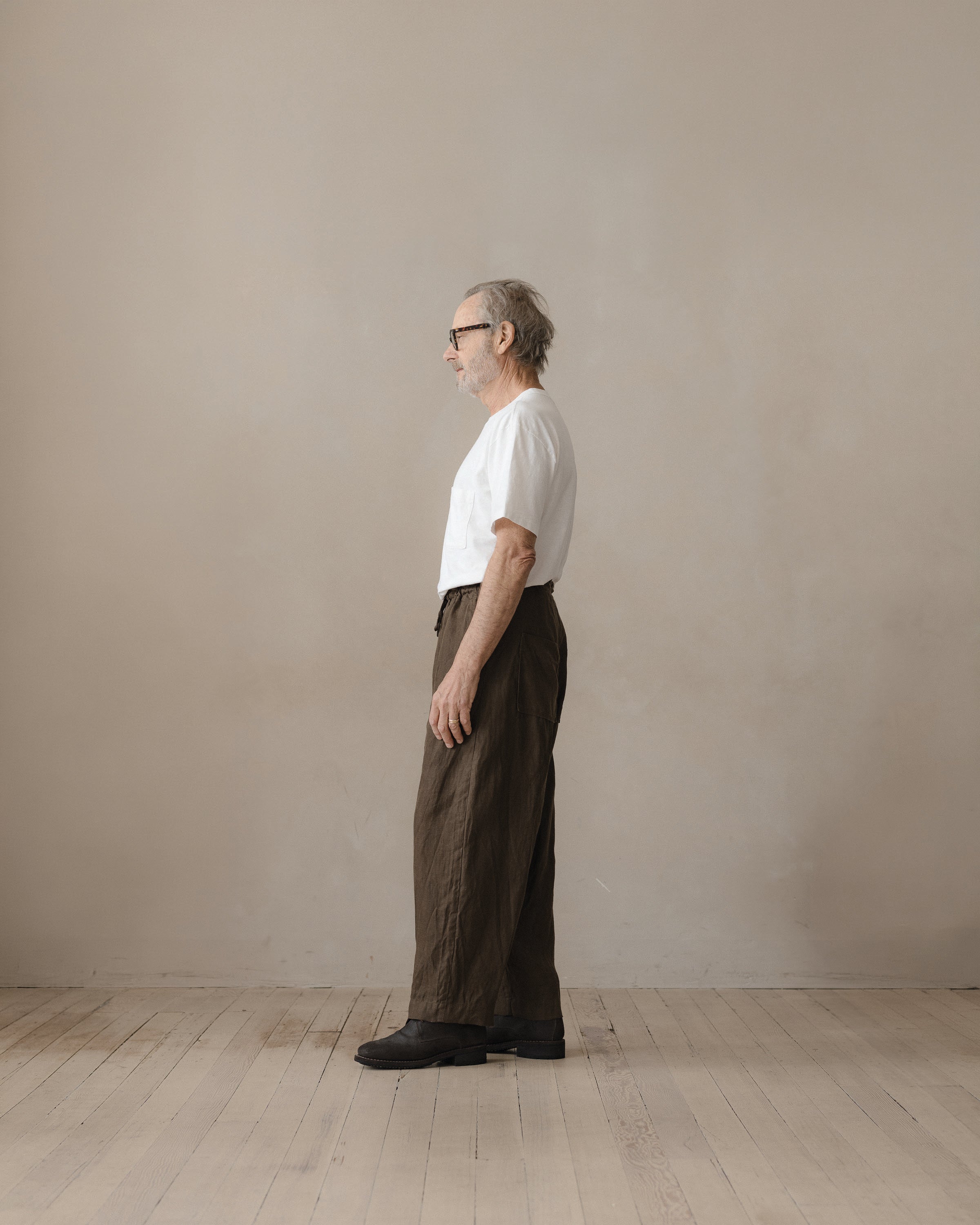 Drawstring Pant - Sumi Ink Hemp Twill, Dark Olive – evan kinori