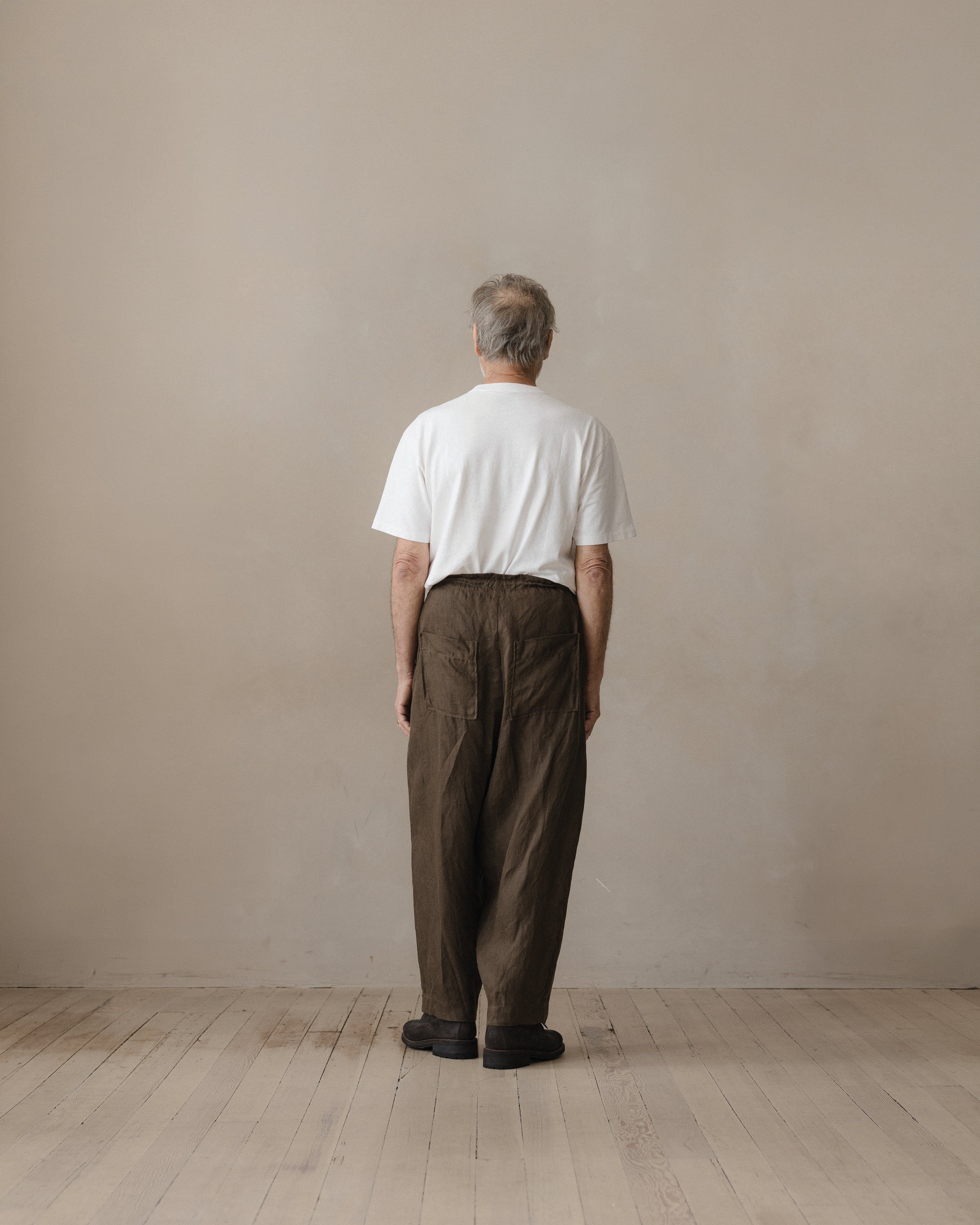 Drawstring Pant - Sumi Ink Hemp Twill, Dark Olive – evan kinori