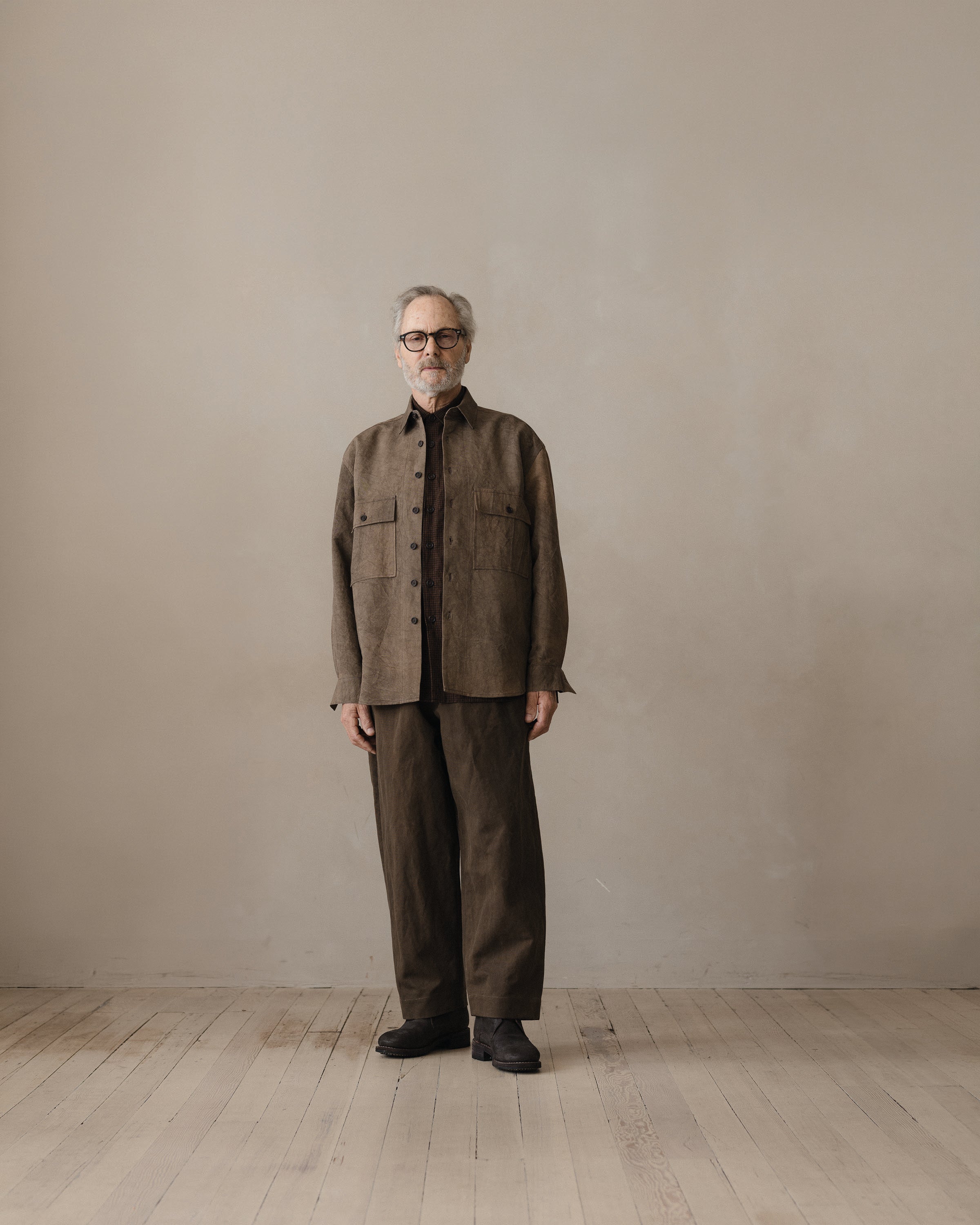 Big Shirt - Natural Dye Cotton/Washi Twill, Brown (Persimmon/Iron