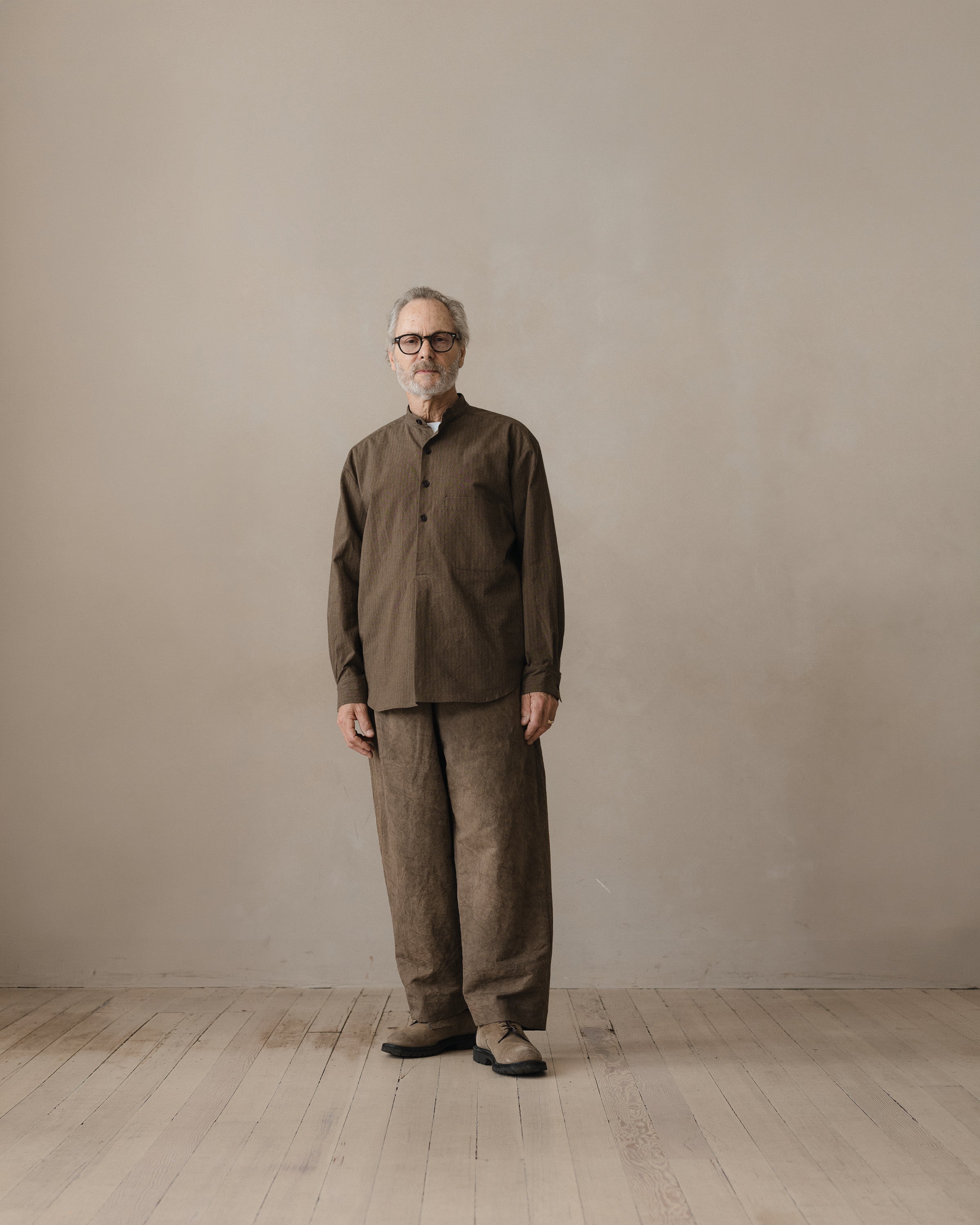 Popover Shirt - Yarn Dyed Hemp/Cotton Stripe, Charcoal/Dark Olive