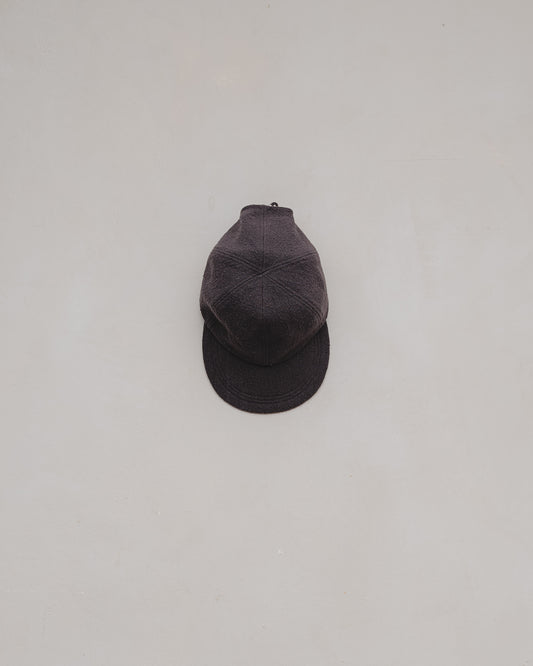 Six Panel Cap - Raw Silk Noil, Charcoal