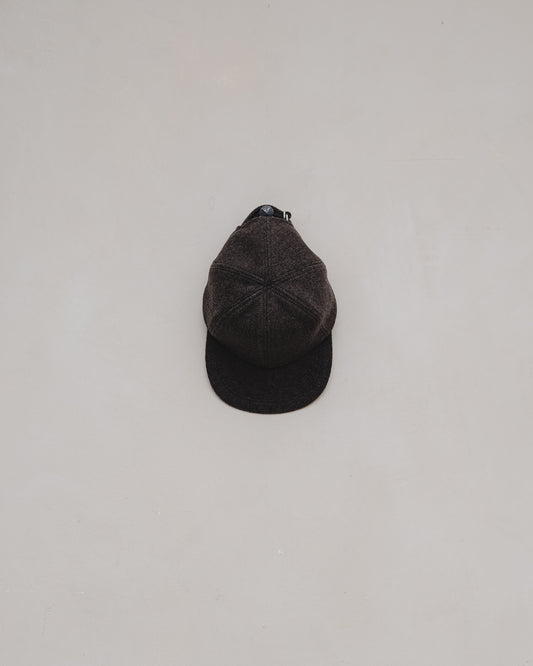 Six Panel Cap - Brushed Cashmere/Wool Twill, Olive/Black