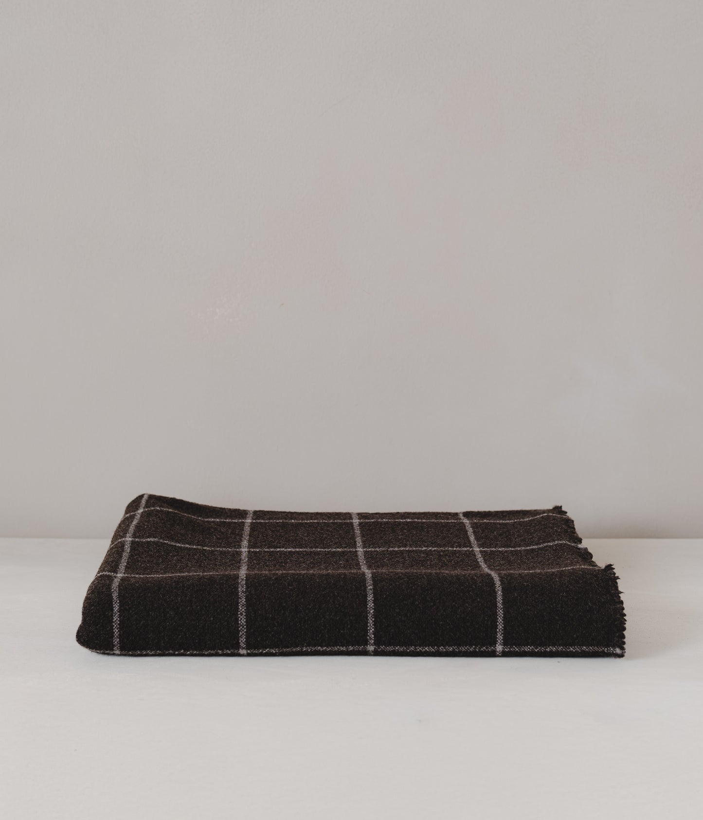 Handwoven Blanket - Undyed Rambouillet Wool Windowpane, Brown