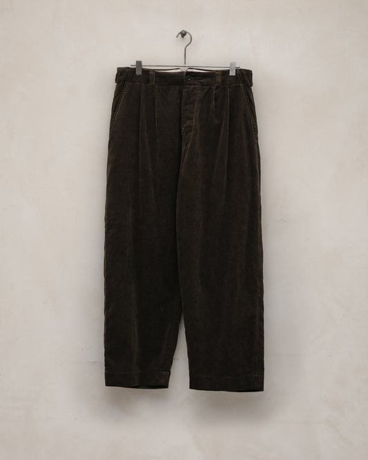 Two Pleat Pant - Sumi Ink Corduroy, Brown
