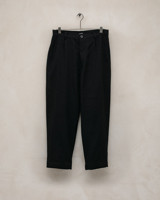 Single Pleat Pant - Cashmere/Linen Twill, Black