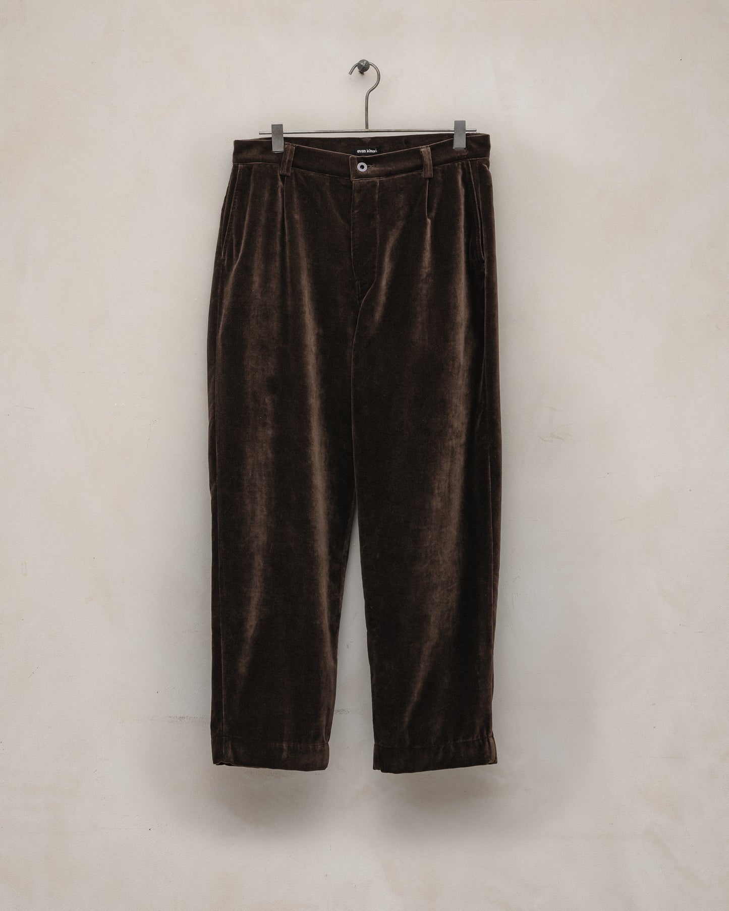 Single Pleat Pant - Logwood Velvet, Brown