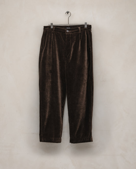 Single Pleat Pant - Logwood Velvet, Brown