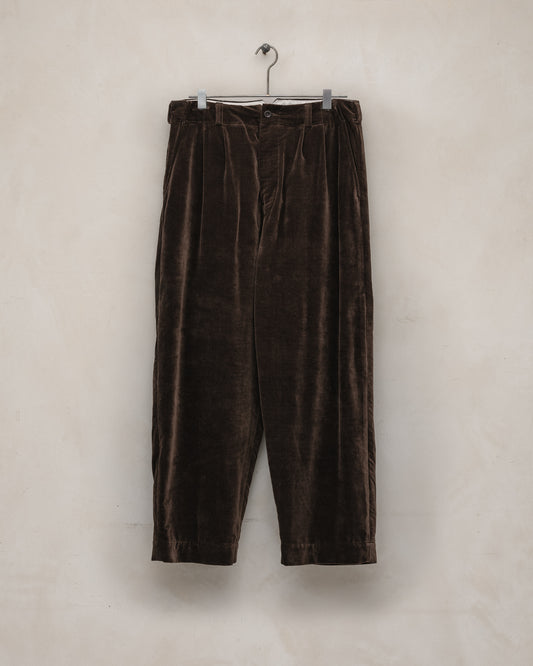 Two Pleat Pant - Logwood Velvet, Brown