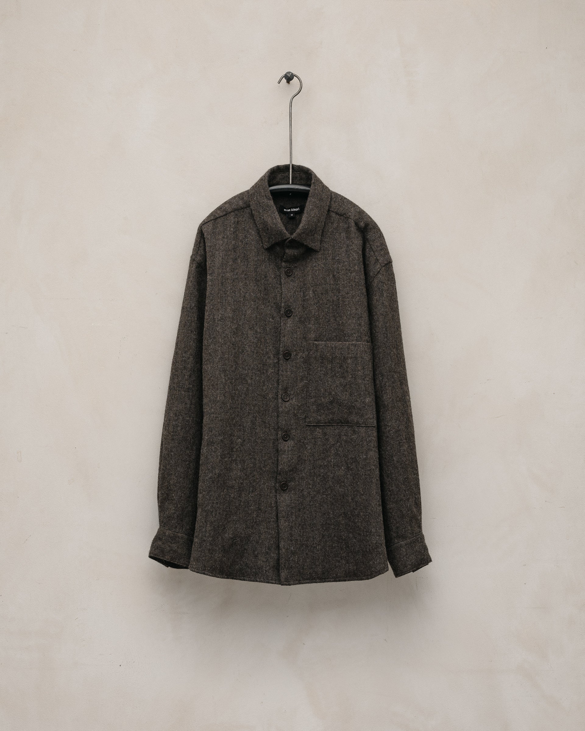 Big Shirt - Undyed Wool Herringbone, Dark Brown – evan kinori