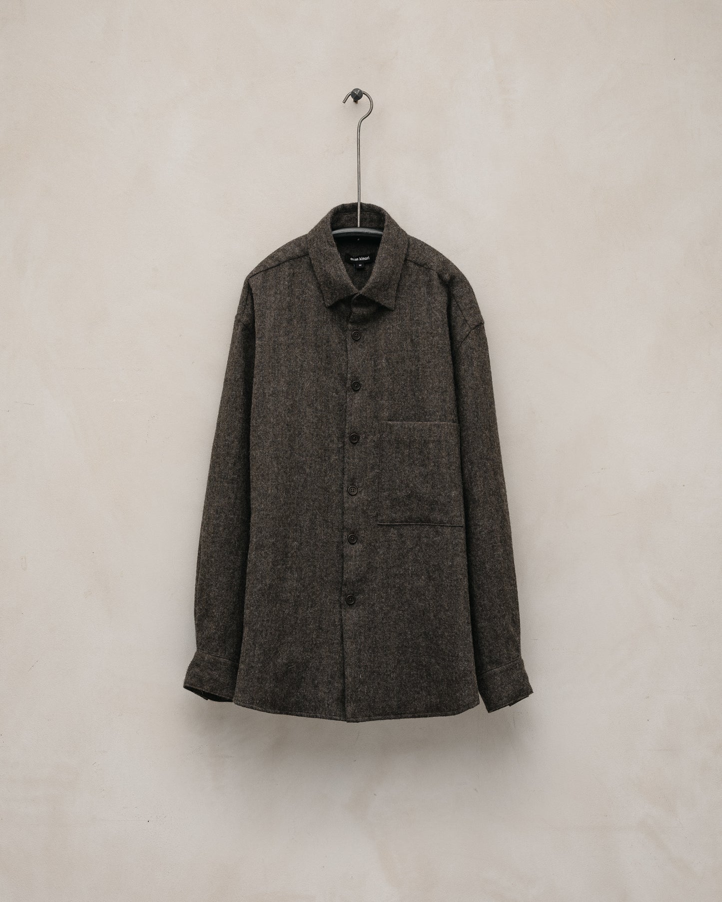 Big Shirt Two - Undyed Wool Herringbone, Dark Brown