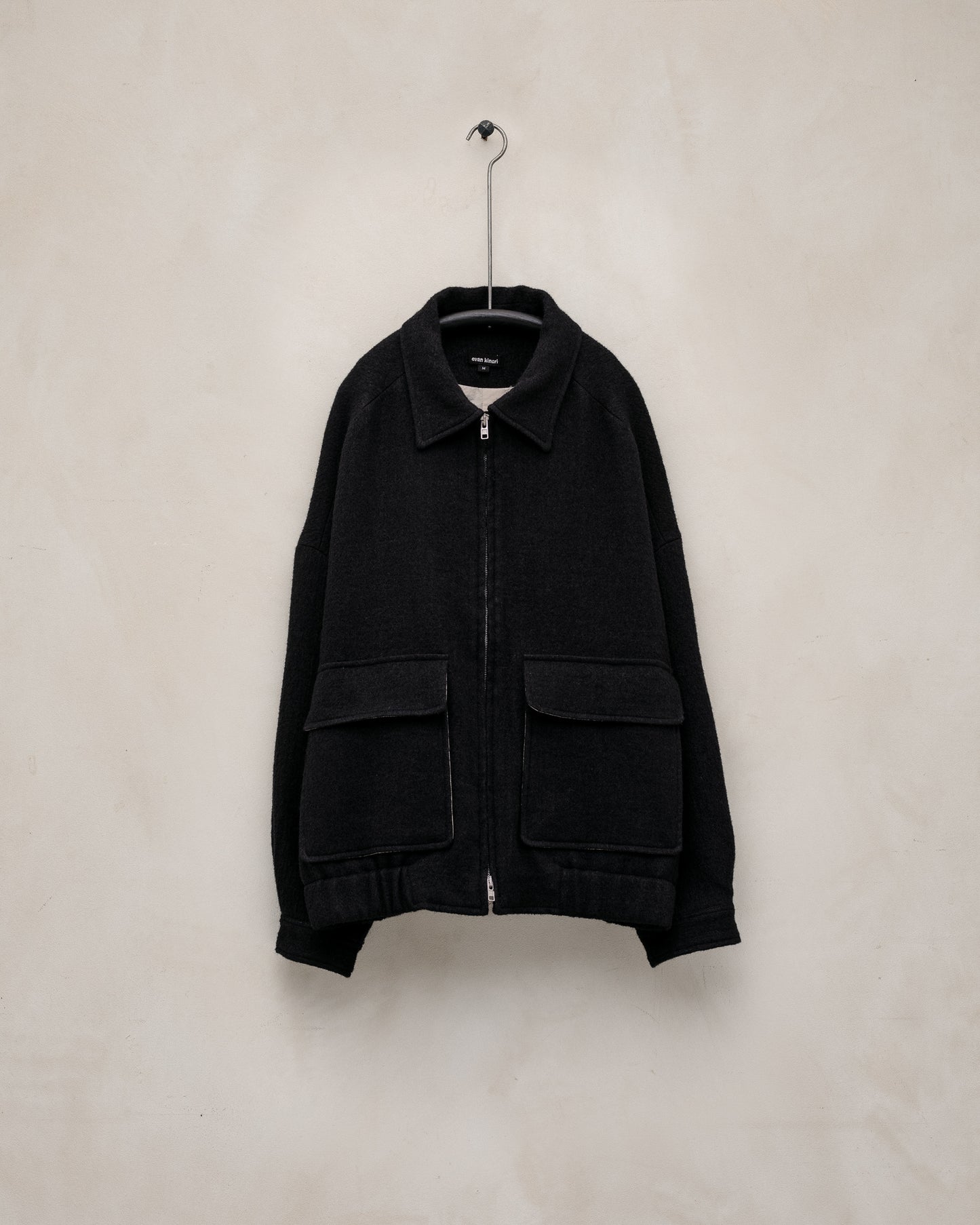 Zip Jacket Two - Brushed Wool/Linen, Black