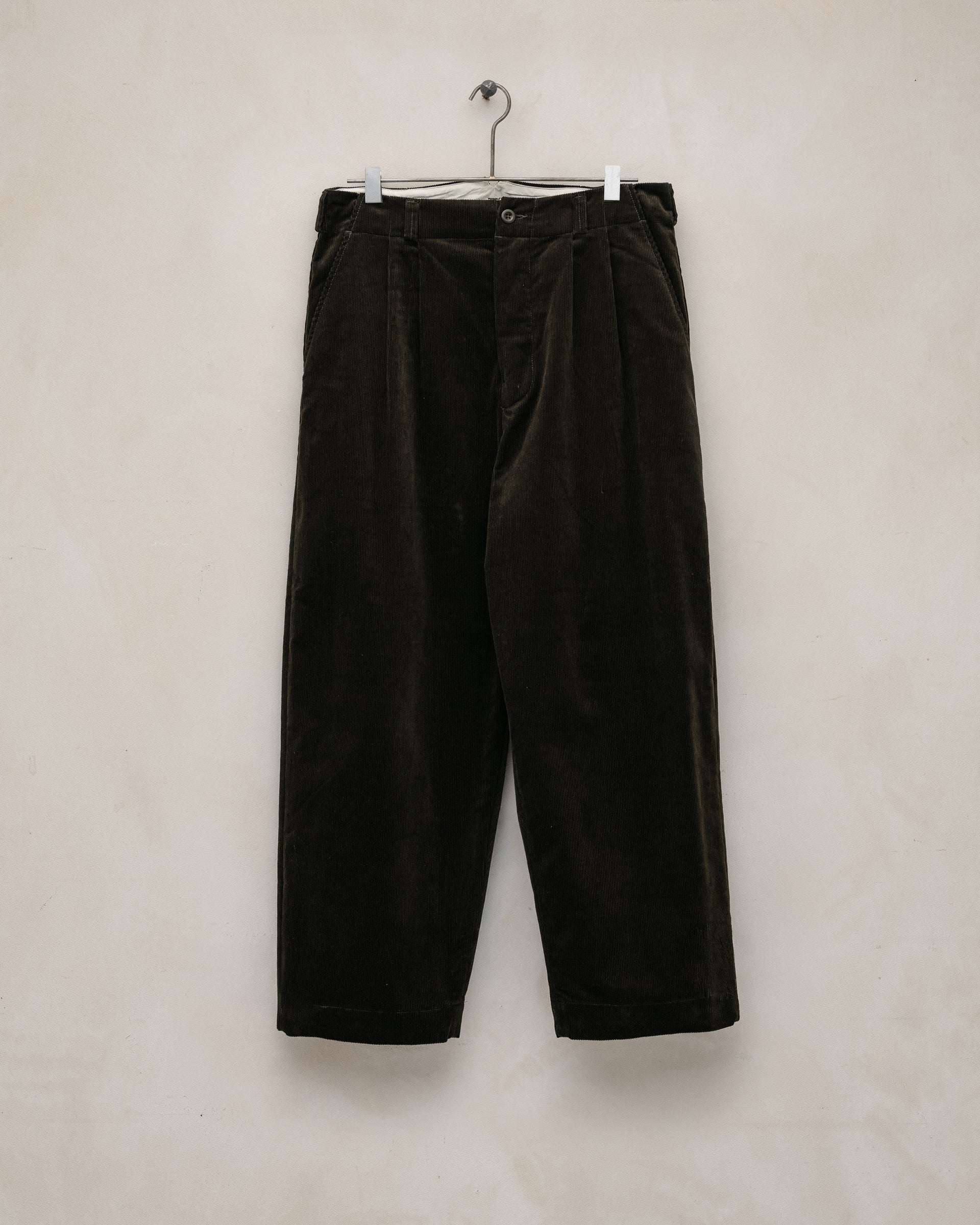 Two Pleat Pant - Organic Cotton Corduroy, Dark Olive – evan kinori Two Pleat Pant - Organic Cotton Corduroy, Dark Olive – evan kinori