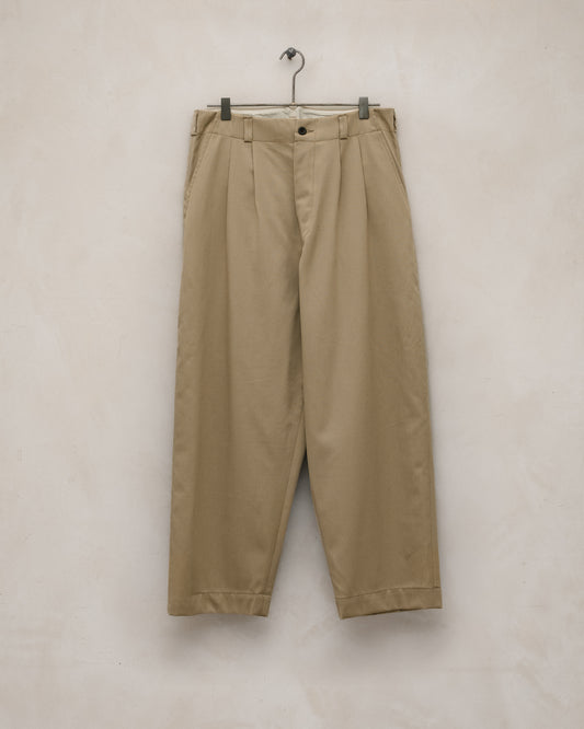 Two Pleat Pant - Wool/Cotton Twill, Beige