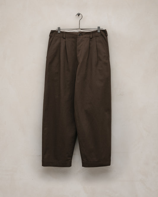 Two Pleat Pant - Organic Cotton Twill, Brown