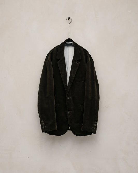 Three Button Jacket - Organic Cotton Corduroy, Dark Olive