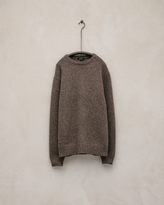 Crewneck Sweater - Recycled Cashmere/Wool Tweed, Light Brown