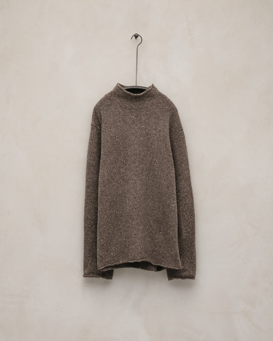 Rollneck Sweater - Recycled Cashmere/Wool Tweed, Light Brown