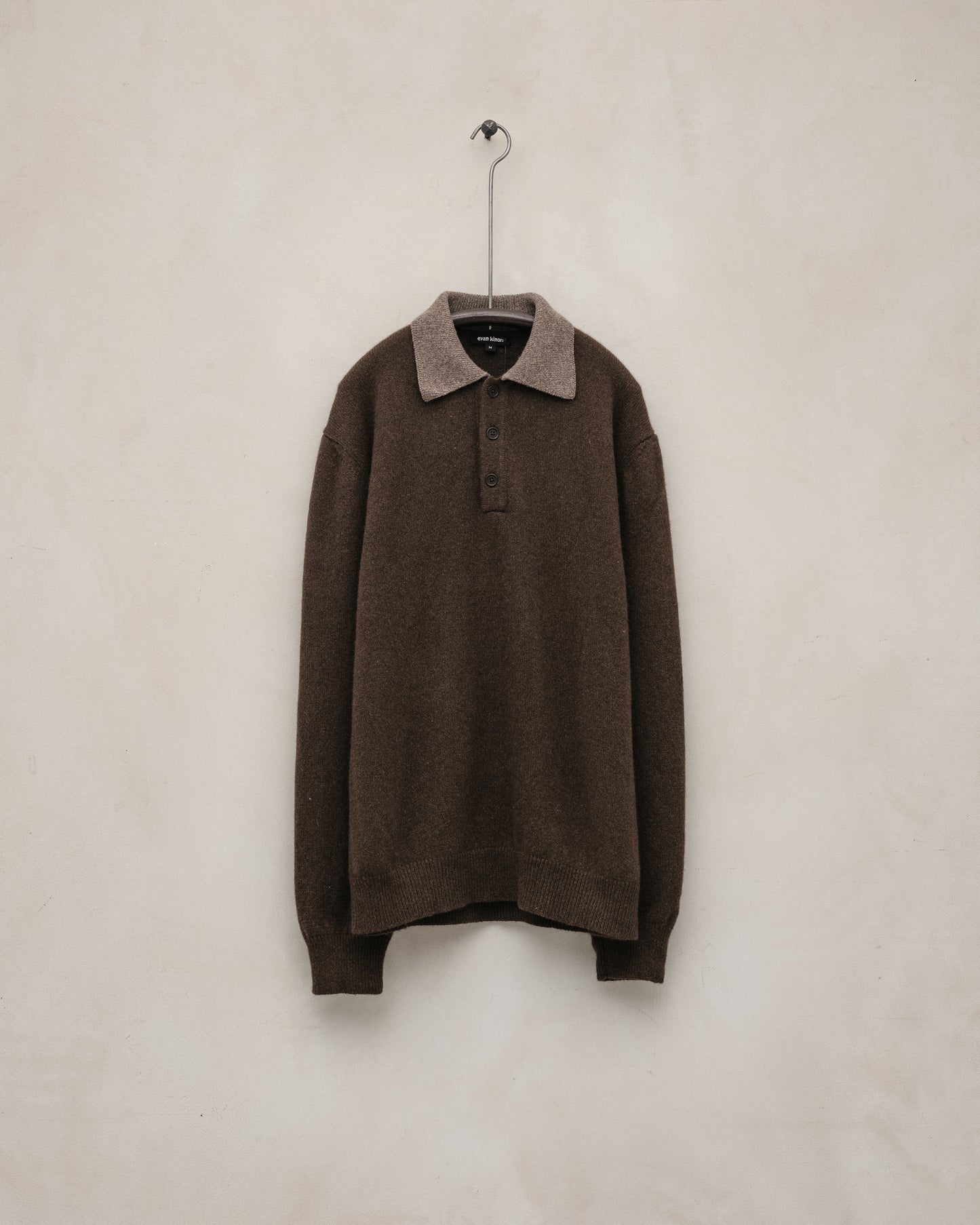 Knit Polo - Undyed Yak Wool, Dark Brown/Light Brown