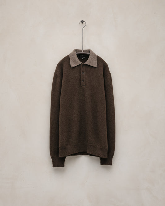 Knit Polo - Undyed Yak Wool, Dark Brown/Light Brown