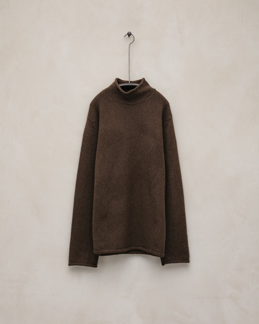 Rollneck Sweater - Undyed Yak Wool, Dark Brown