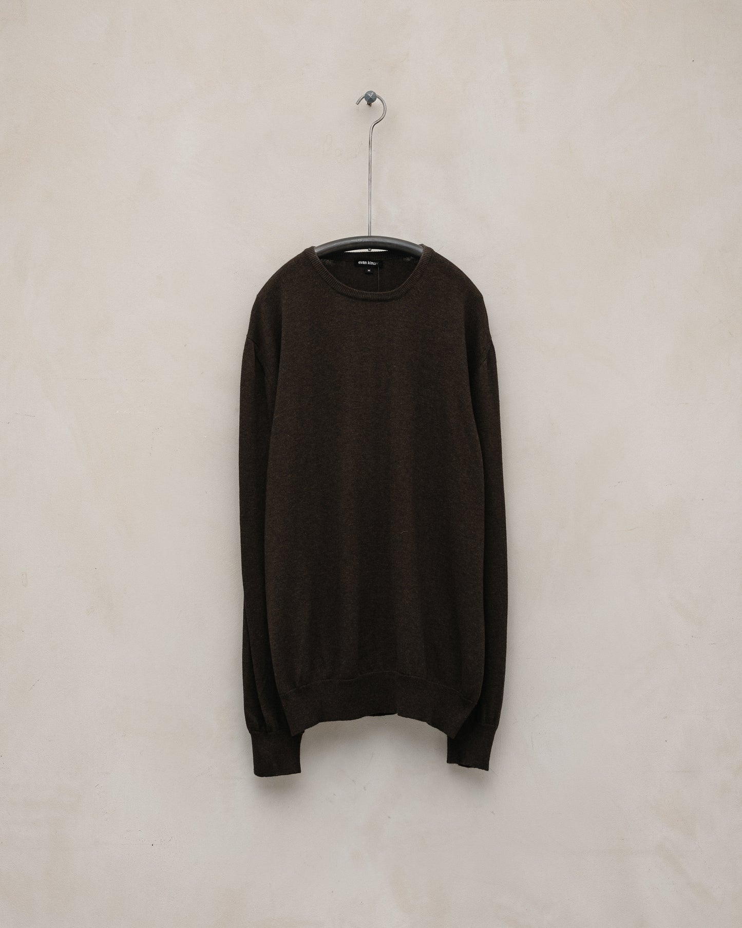 Thin Crewneck Sweater - Cotton/Cashmere/Silk, Brown Melange