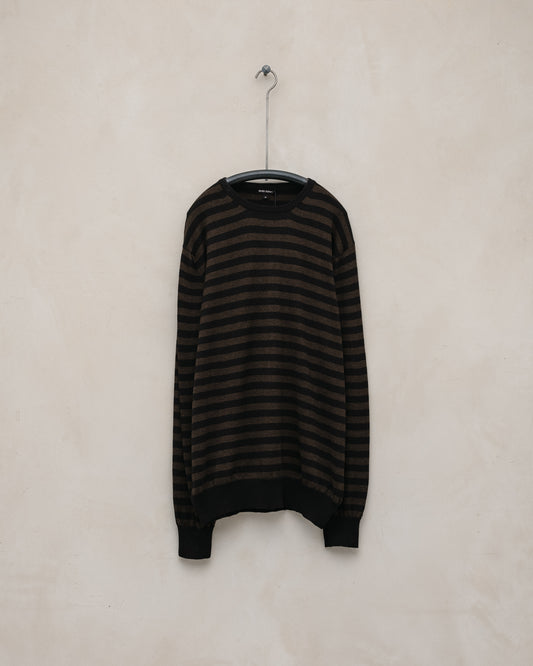 Thin Stripe Sweater - Cotton/Cashmere/Silk, Brown/Black