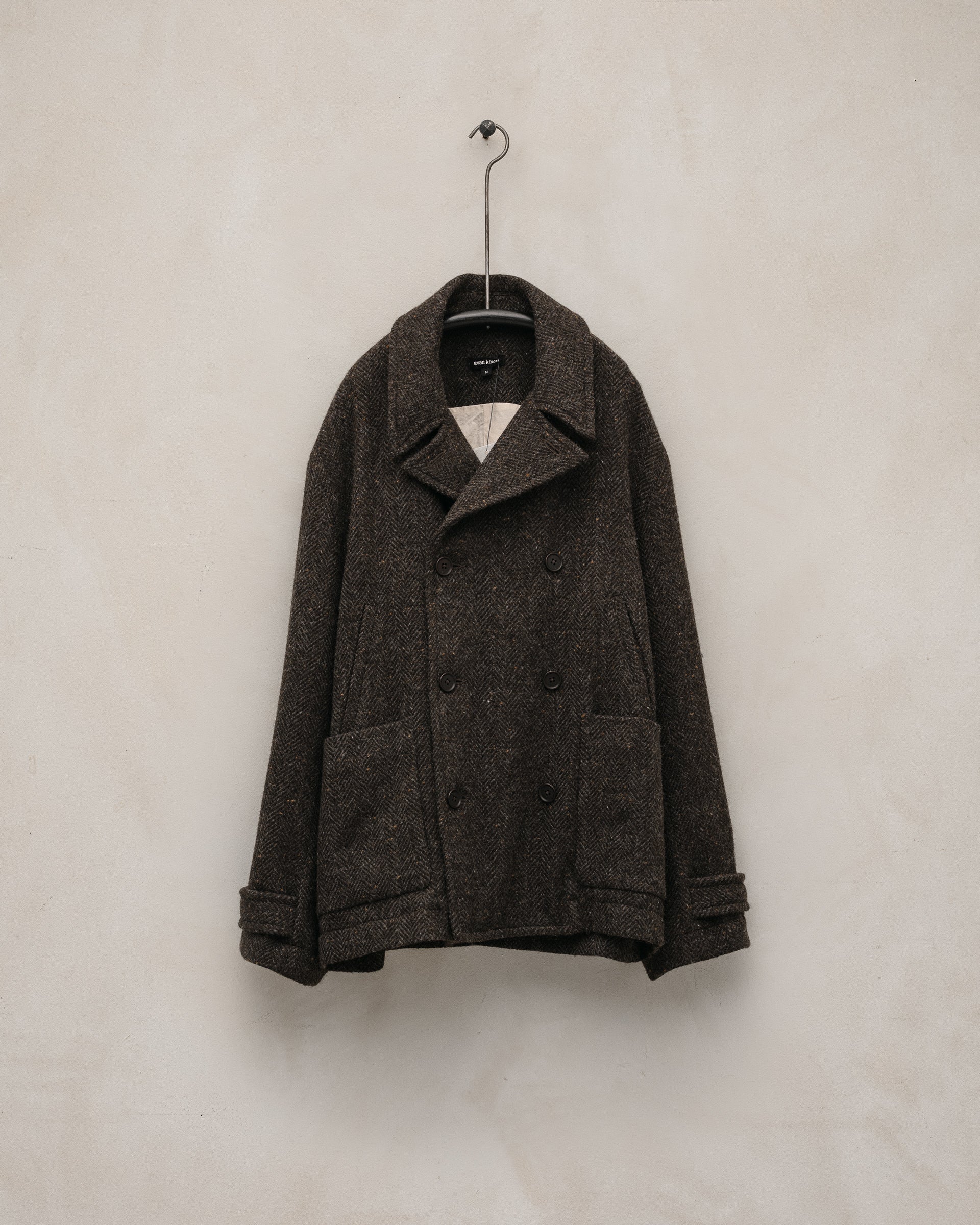 Peacoat - Irish Wool Herringbone Tweed, Brown/Charcoal – evan kinori