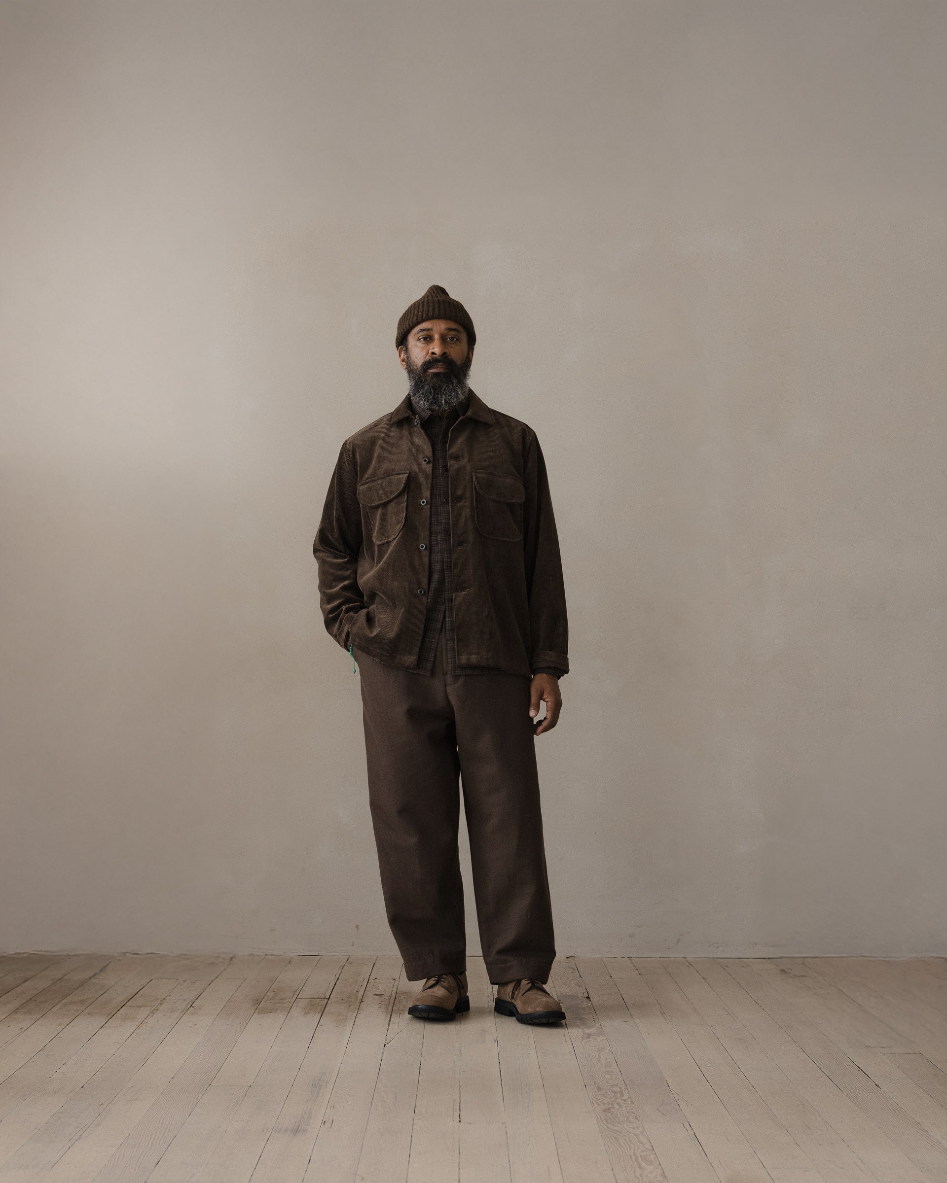 Field Shirt - Sumi Ink Corduroy, Brown – evan kinori