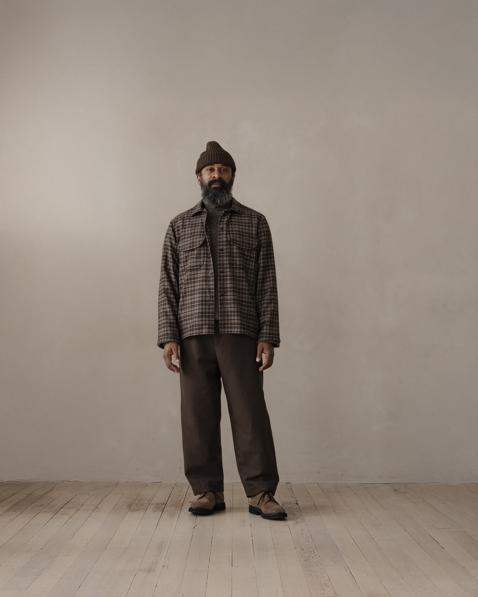 Field Shirt - Irish Wool Flannel, Brown/Beige – evan kinori