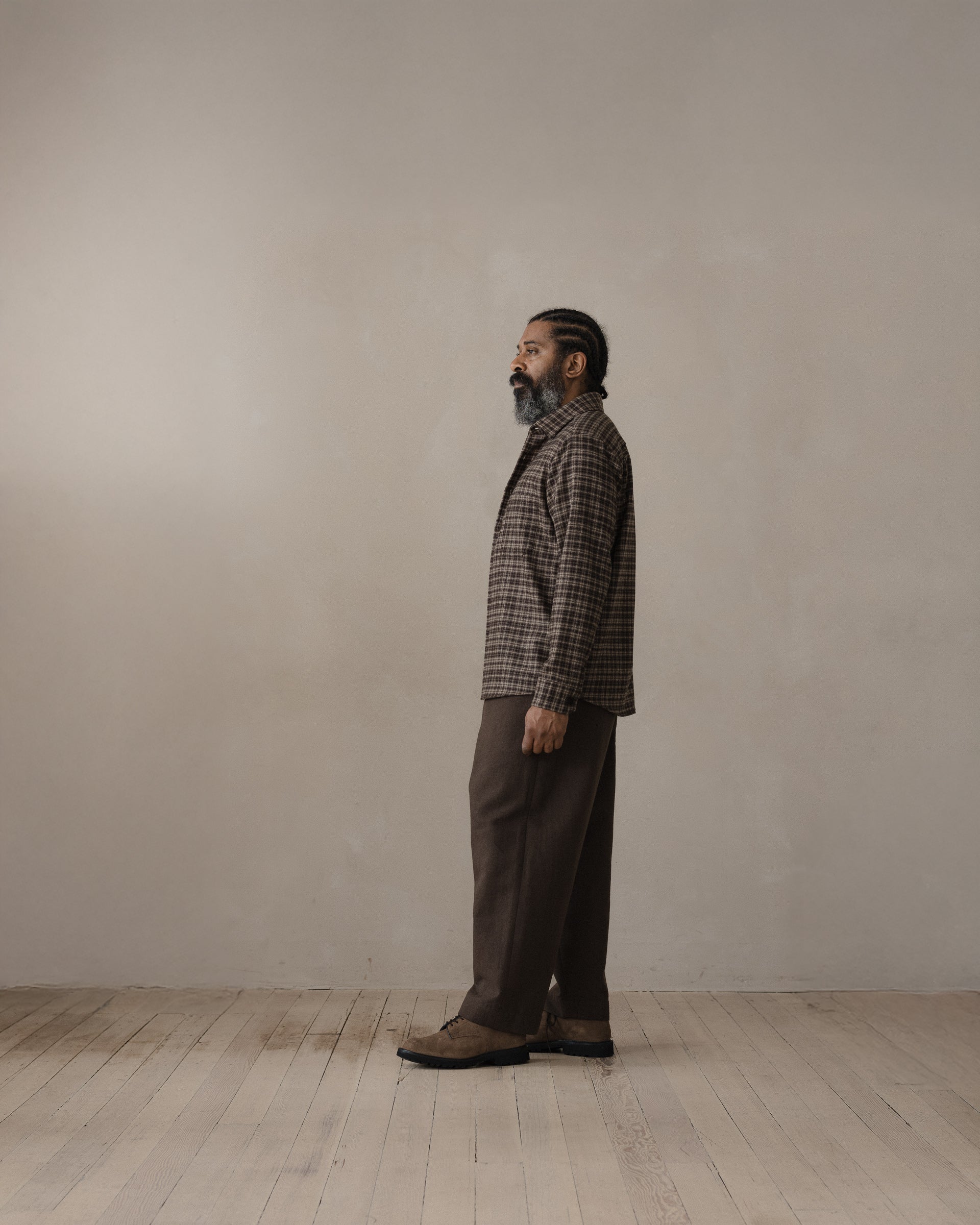 Two Pocket Shirt - Irish Wool Flannel, Brown/Beige – evan kinori