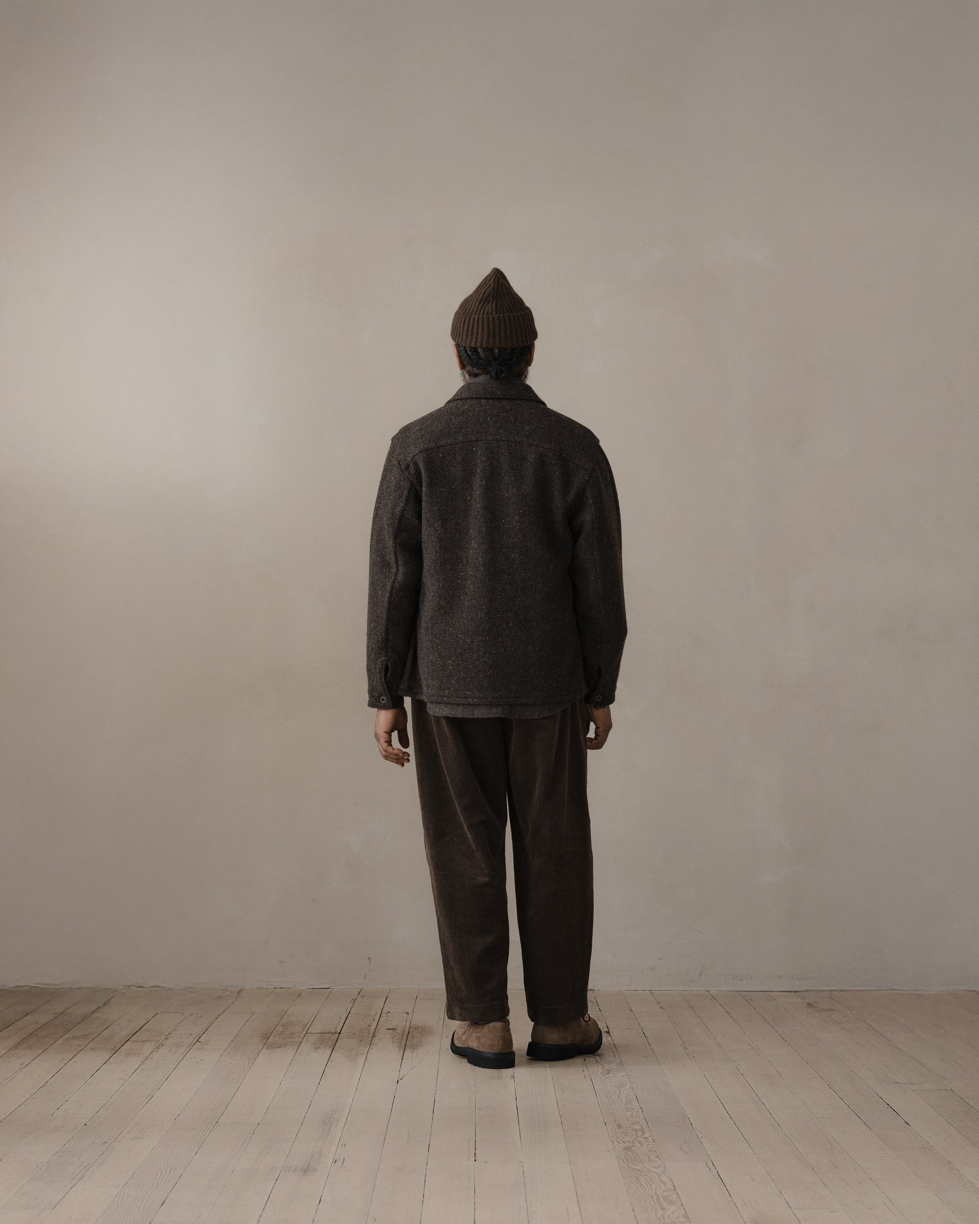 Three Pocket Jacket - Irish Wool Herringbone Tweed, Brown/Charcoal