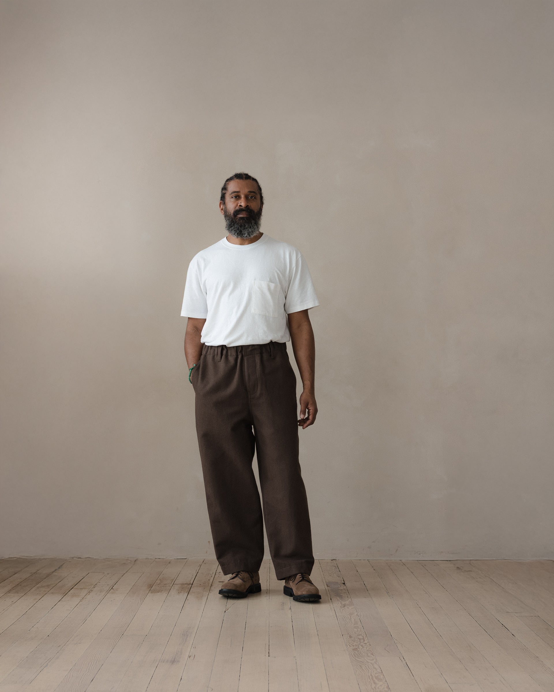 Elastic Pant - Brushed Broken Twill, Dark Olive – evan kinori