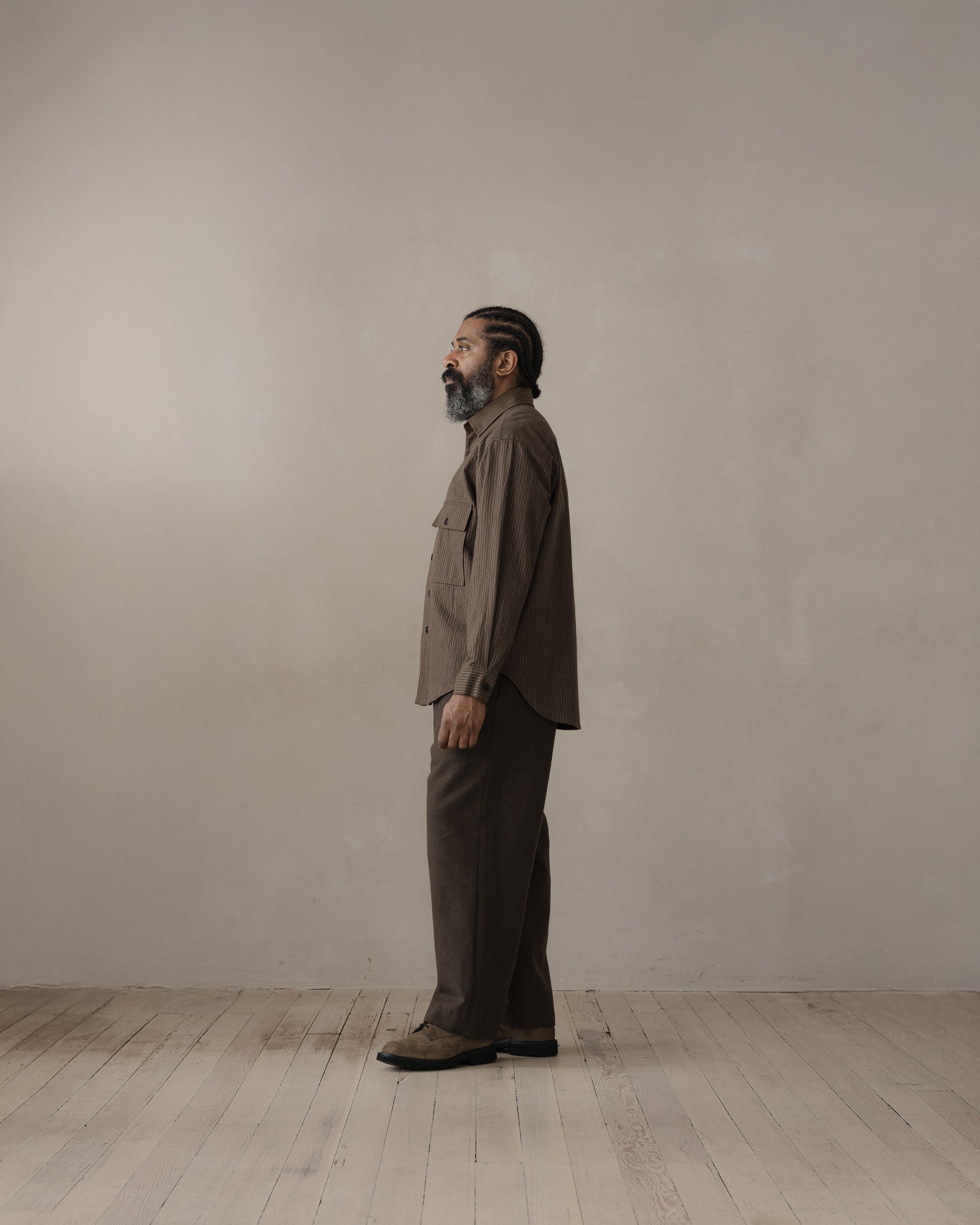 Big Shirt - Yarn Dyed Cotton Stripe, Olive/Natural – evan kinori