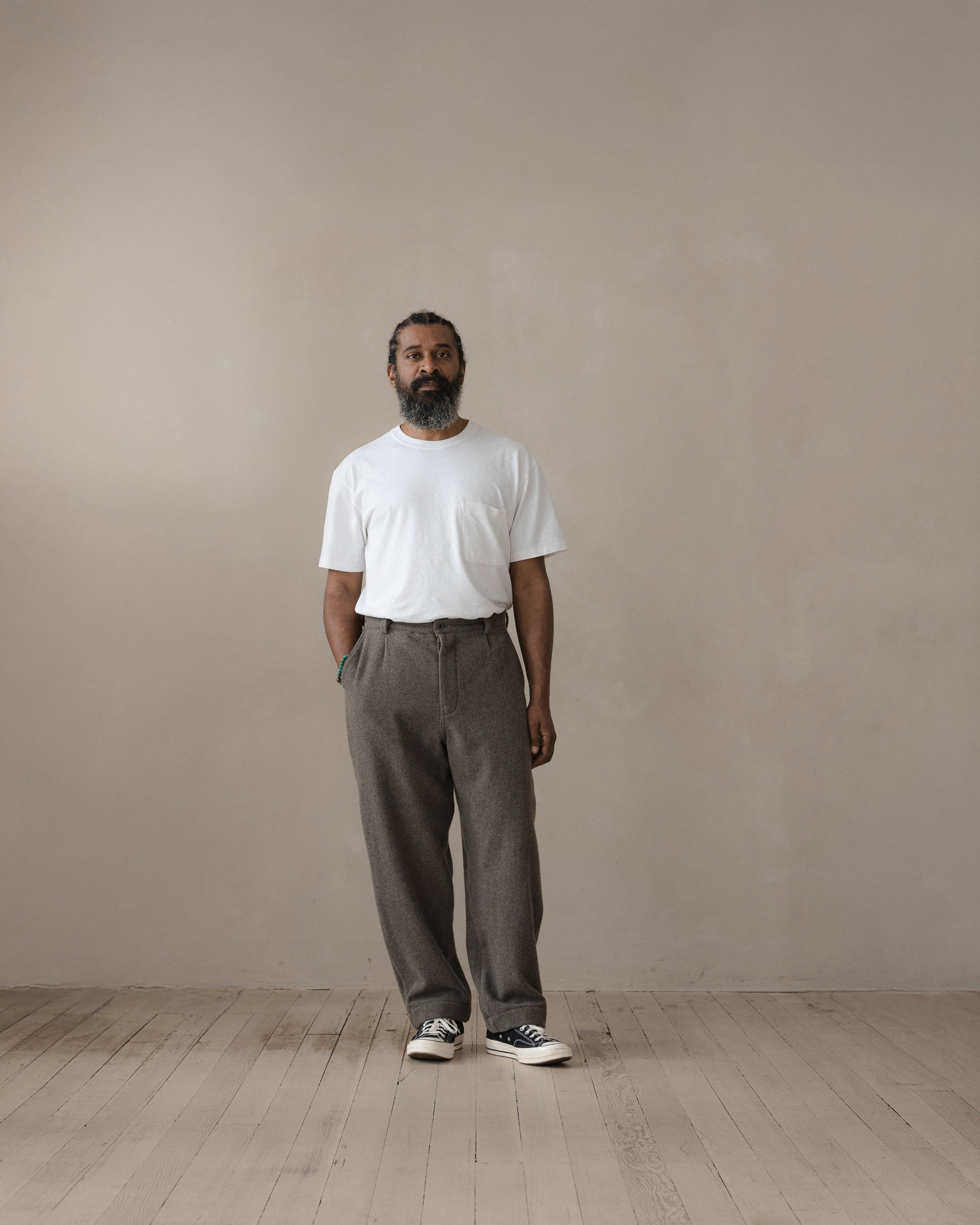 Single Pleat Pant - Brushed Cashmere/Wool Flannel, Mid-Grey – evan
