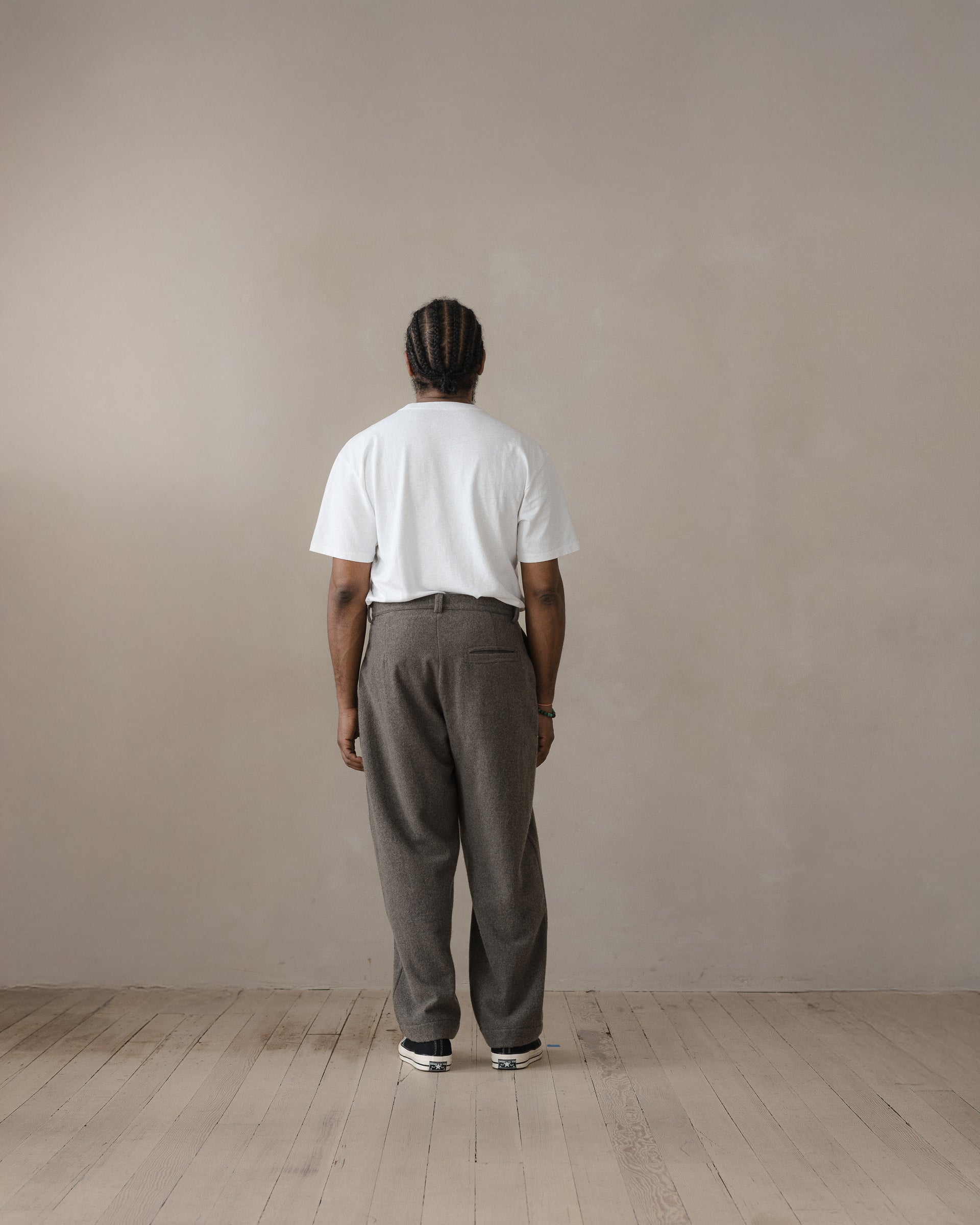 Single Pleat Pant - Brushed Cashmere/Wool Flannel, Mid-Grey – evan