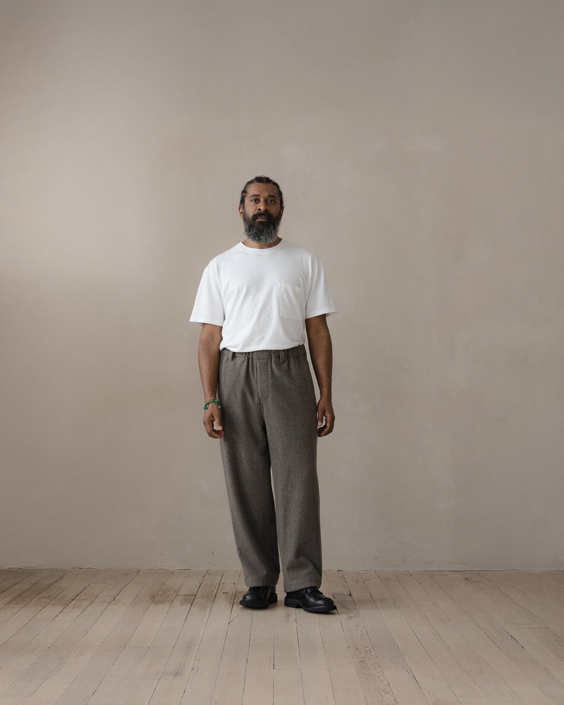 Elastic Pant - Brushed Cashmere/Wool Flannel, Mid-Grey – evan kinori