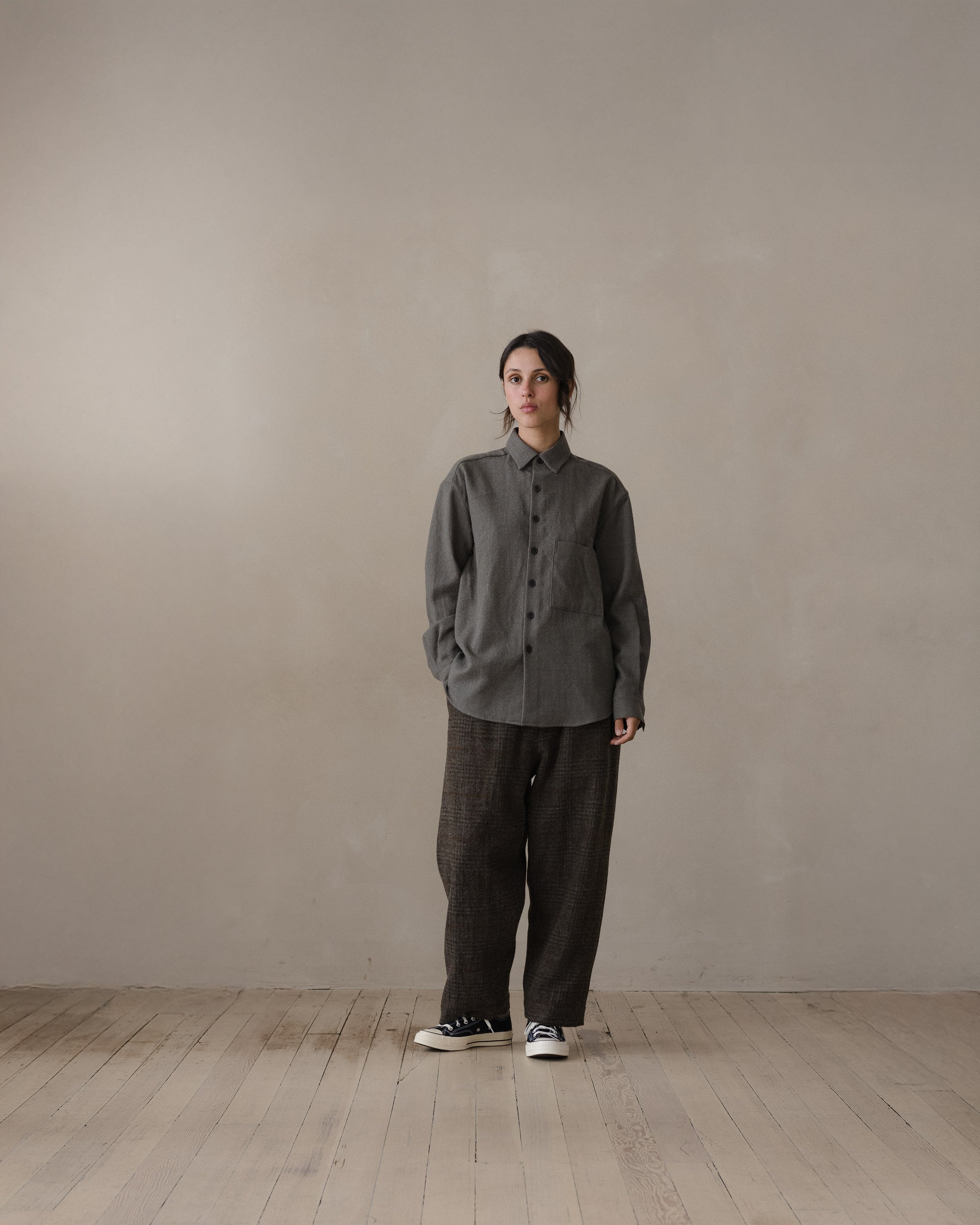 Big Shirt Two - Worsted Wool Gauze, Heather Grey – evan kinori