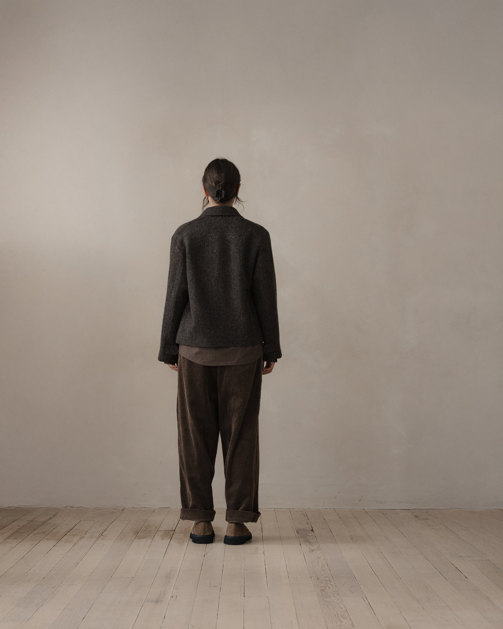 Zip Jacket - Irish Wool Herringbone Tweed, Brown/Charcoal – evan