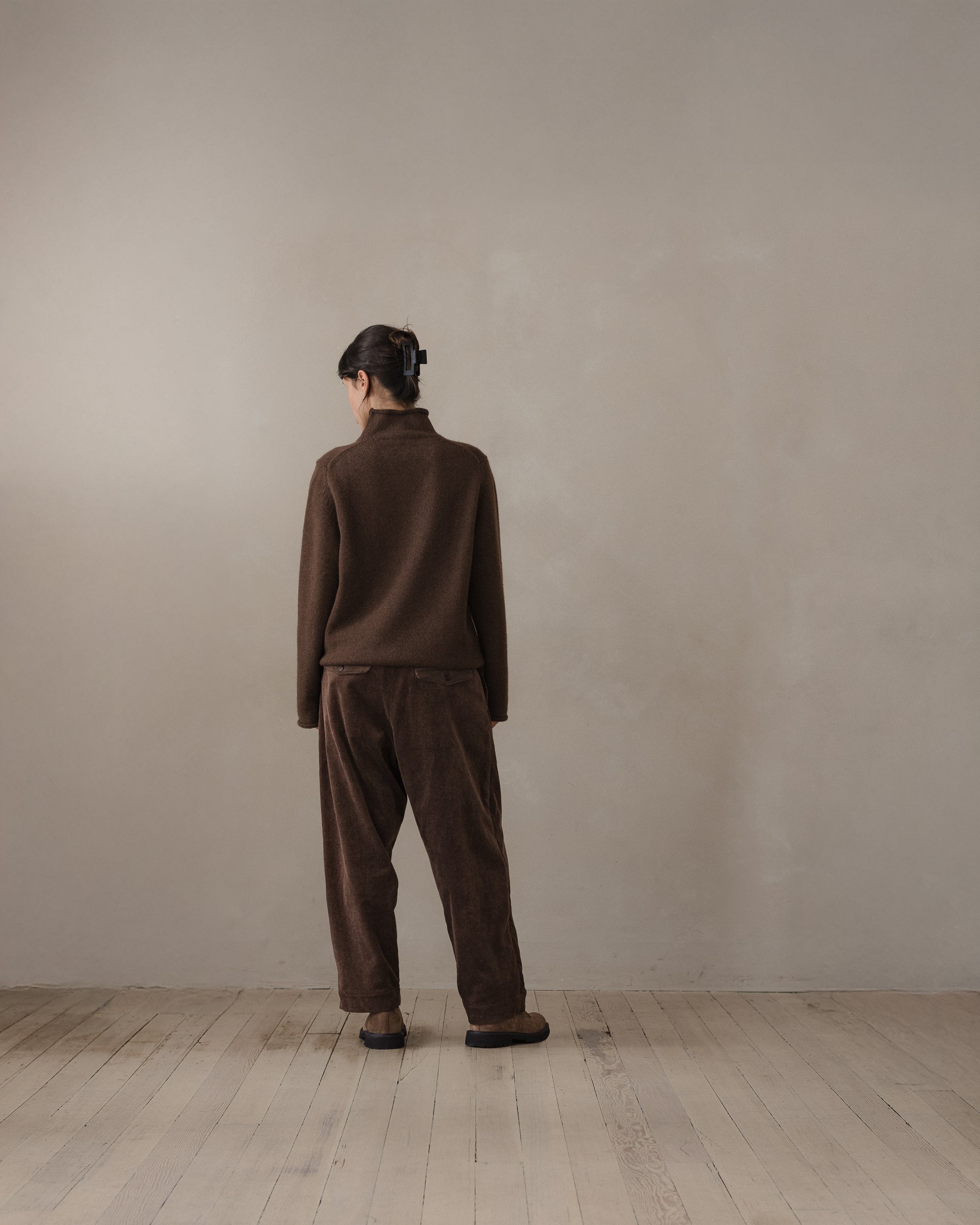 evan kinori ウールセットアップ　ブラウン Evan Kinori - Zip Jacket Two Undyed Wool Tweed Dark Beige