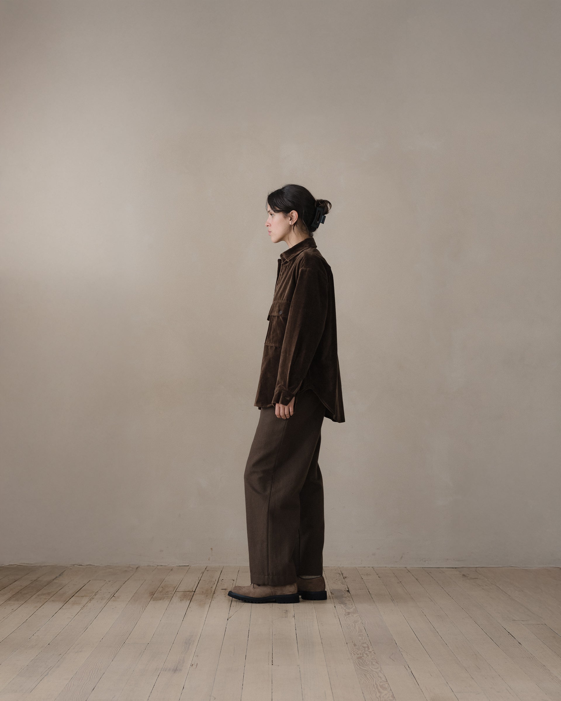Big Shirt - Logwood Velvet, Brown – evan kinori