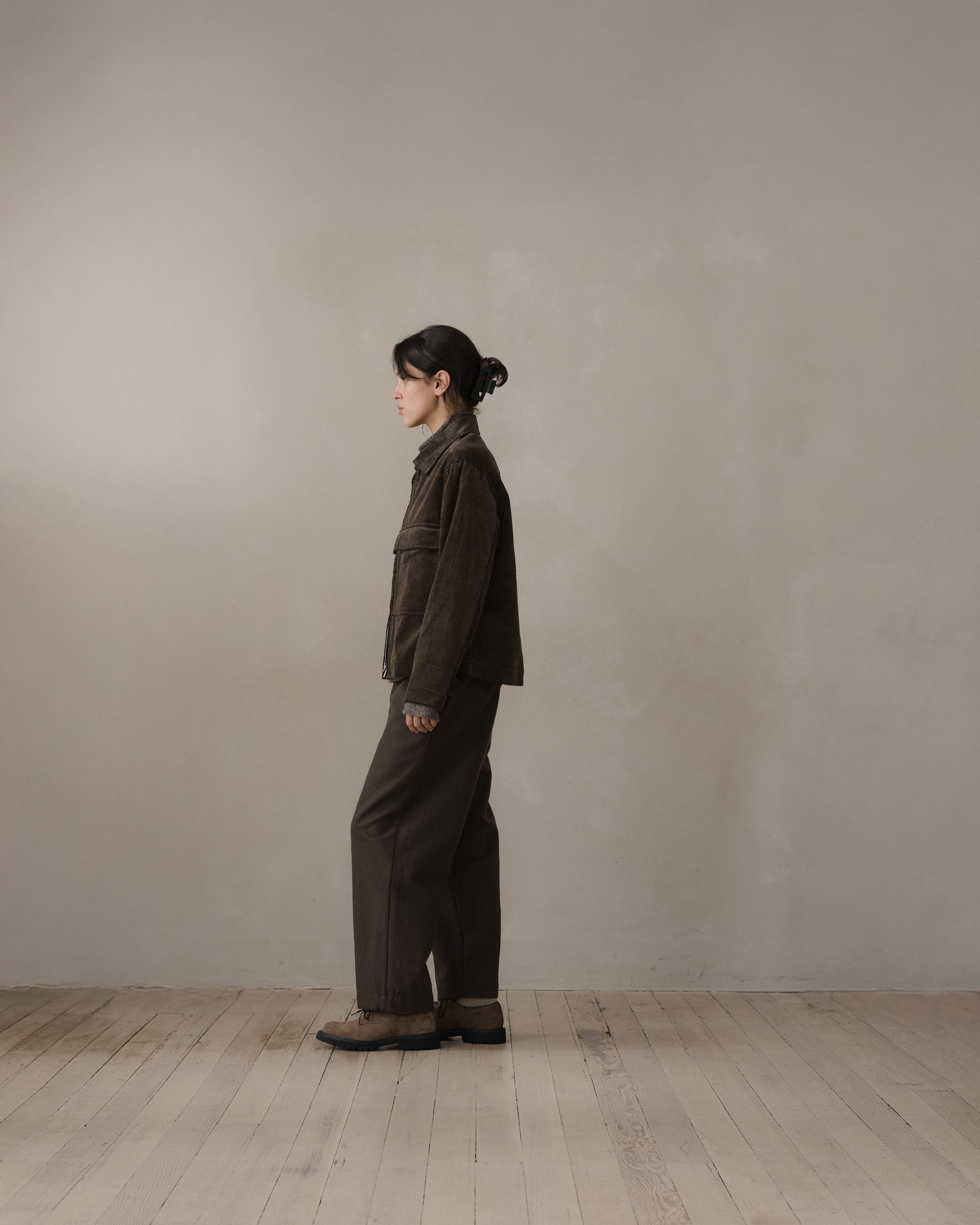 Single Pleat Pant - Brushed Broken Twill, Dark Olive – evan kinori
