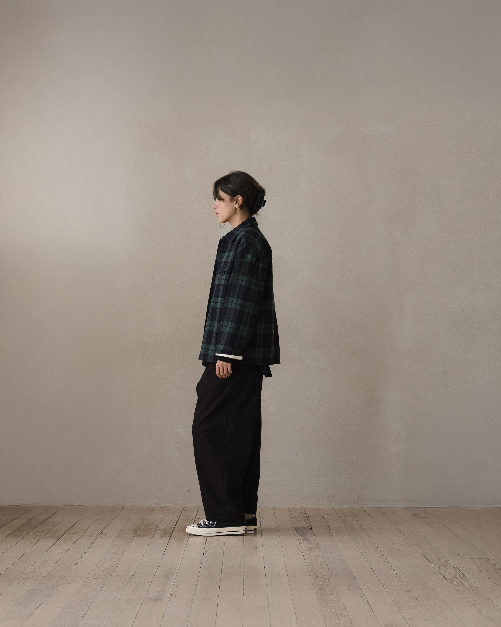 【evanKimori 】BIGcheck（Field Shirt）エバンキノリ Field Shirt Two - Irish Wool Check, Black/Navy/Green – evan kinori