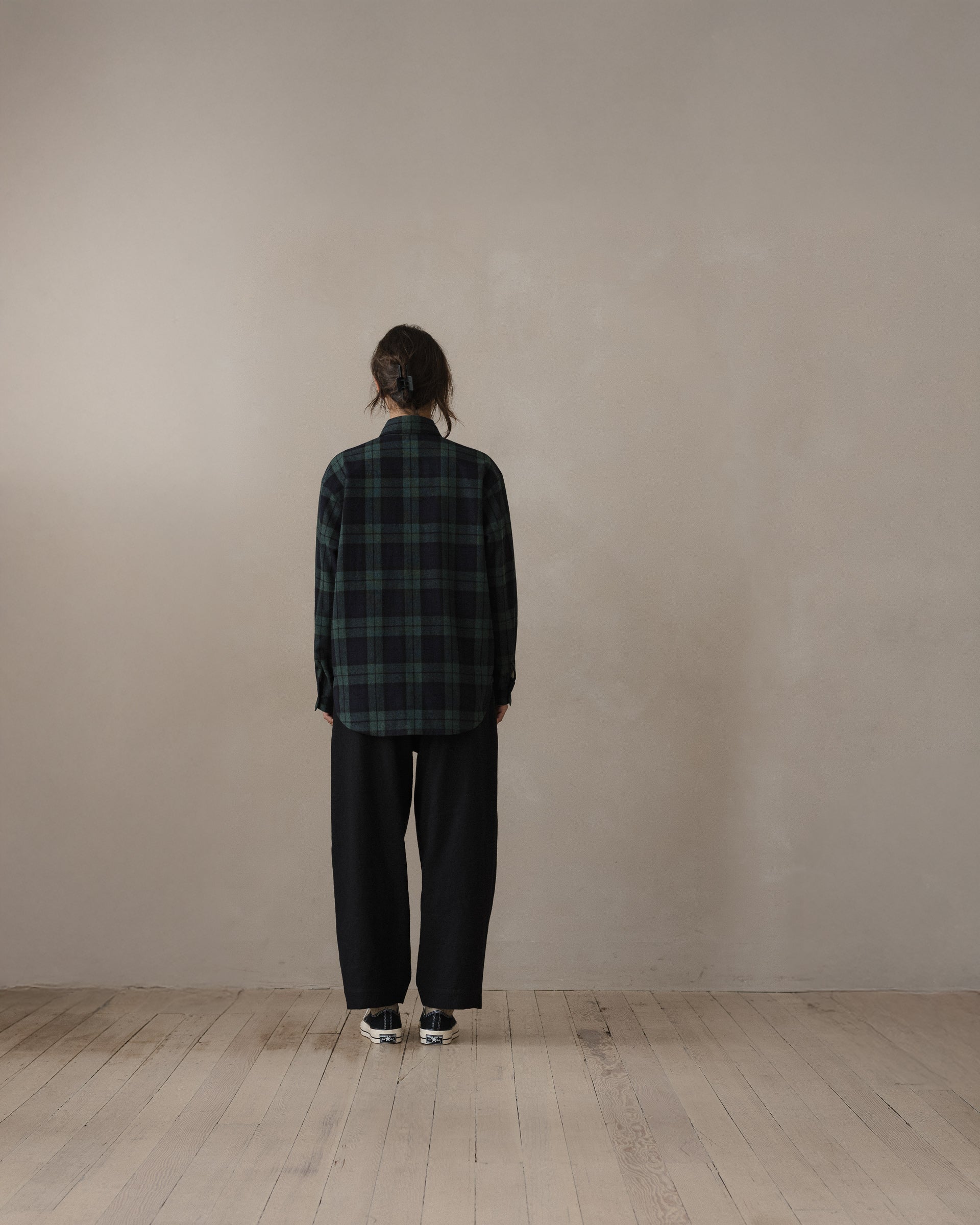 Big Shirt - Irish Wool Check, Black/Navy/Green – evan kinori