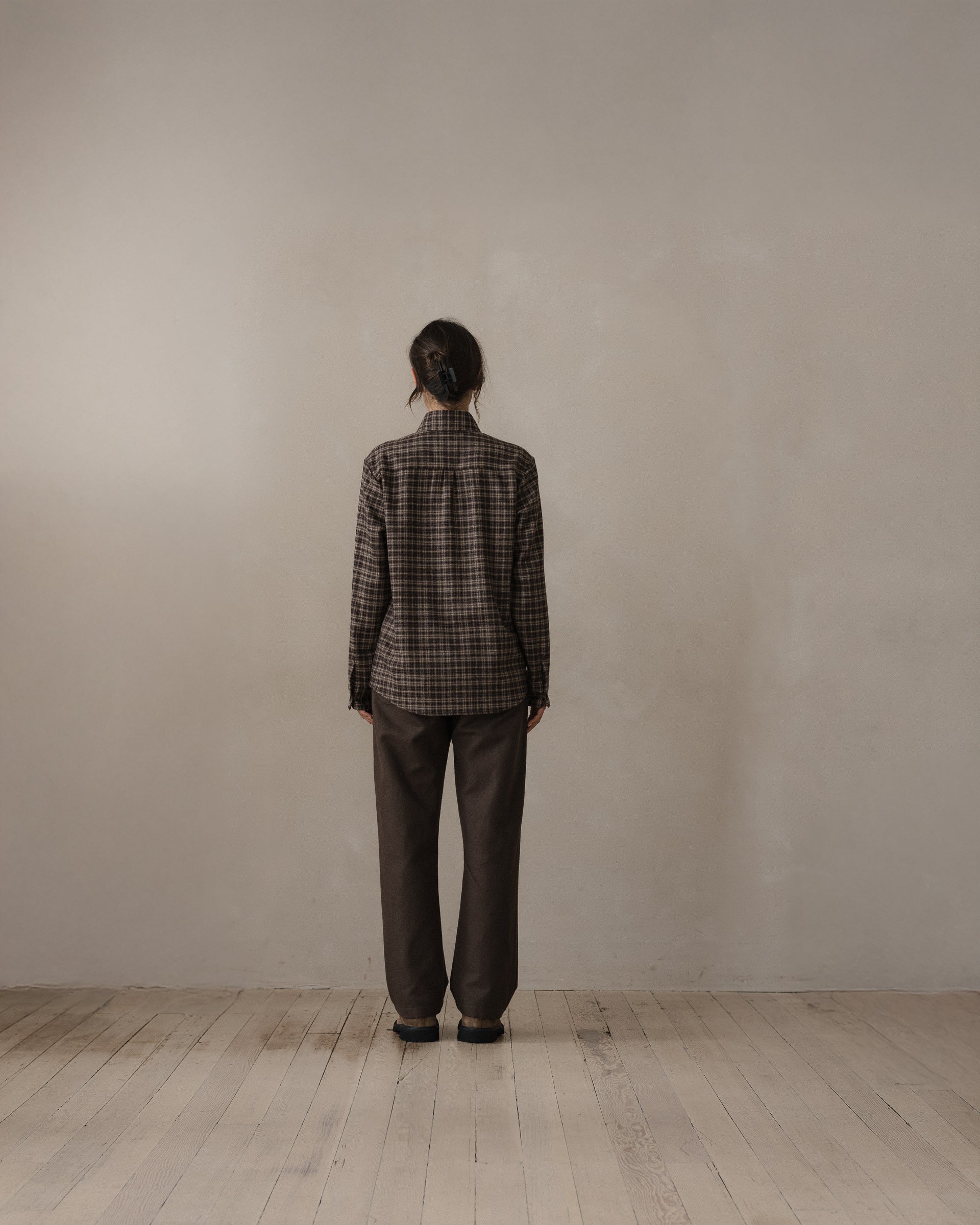 Two Pocket Shirt - Irish Wool Flannel, Brown/Beige – evan kinori