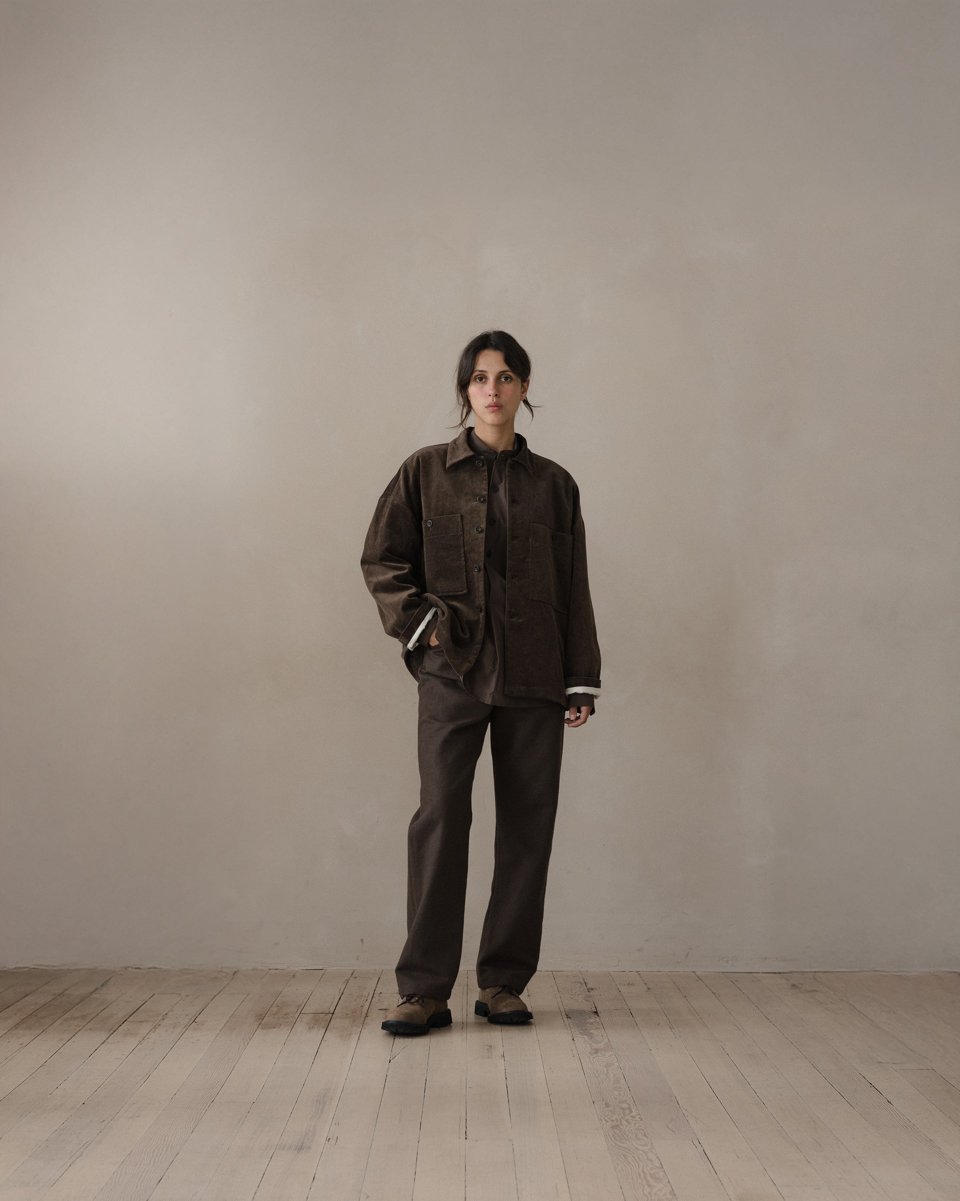 Field Shirt Two - Sumi Ink Corduroy, Brown – evan kinori