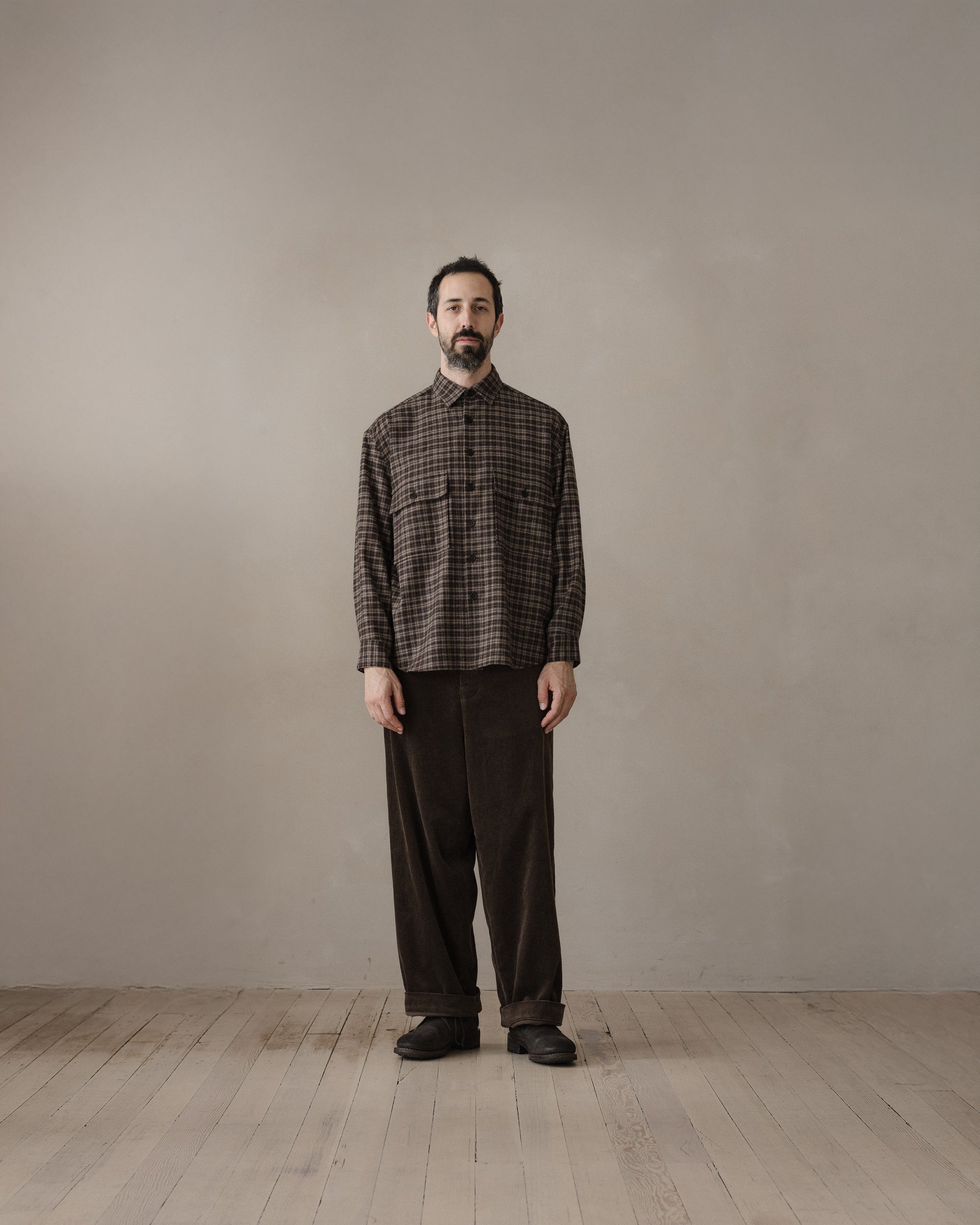 Big Shirt - Irish Wool Flannel, Brown/Beige – evan kinori