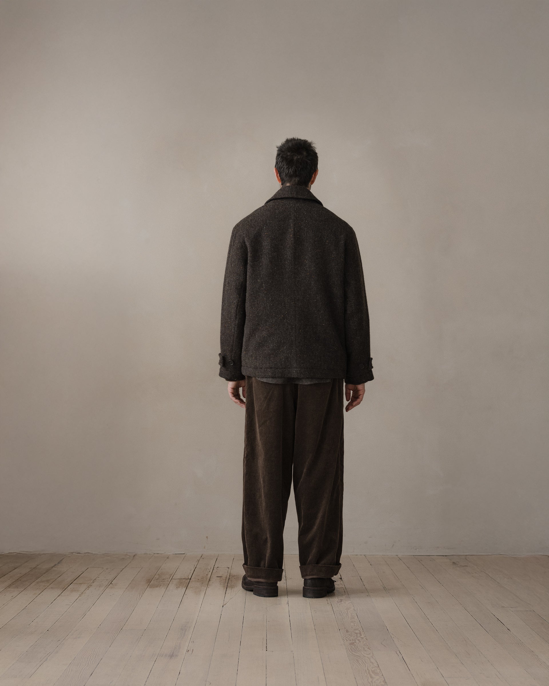 Peacoat - Irish Wool Herringbone Tweed, Brown/Charcoal – evan kinori