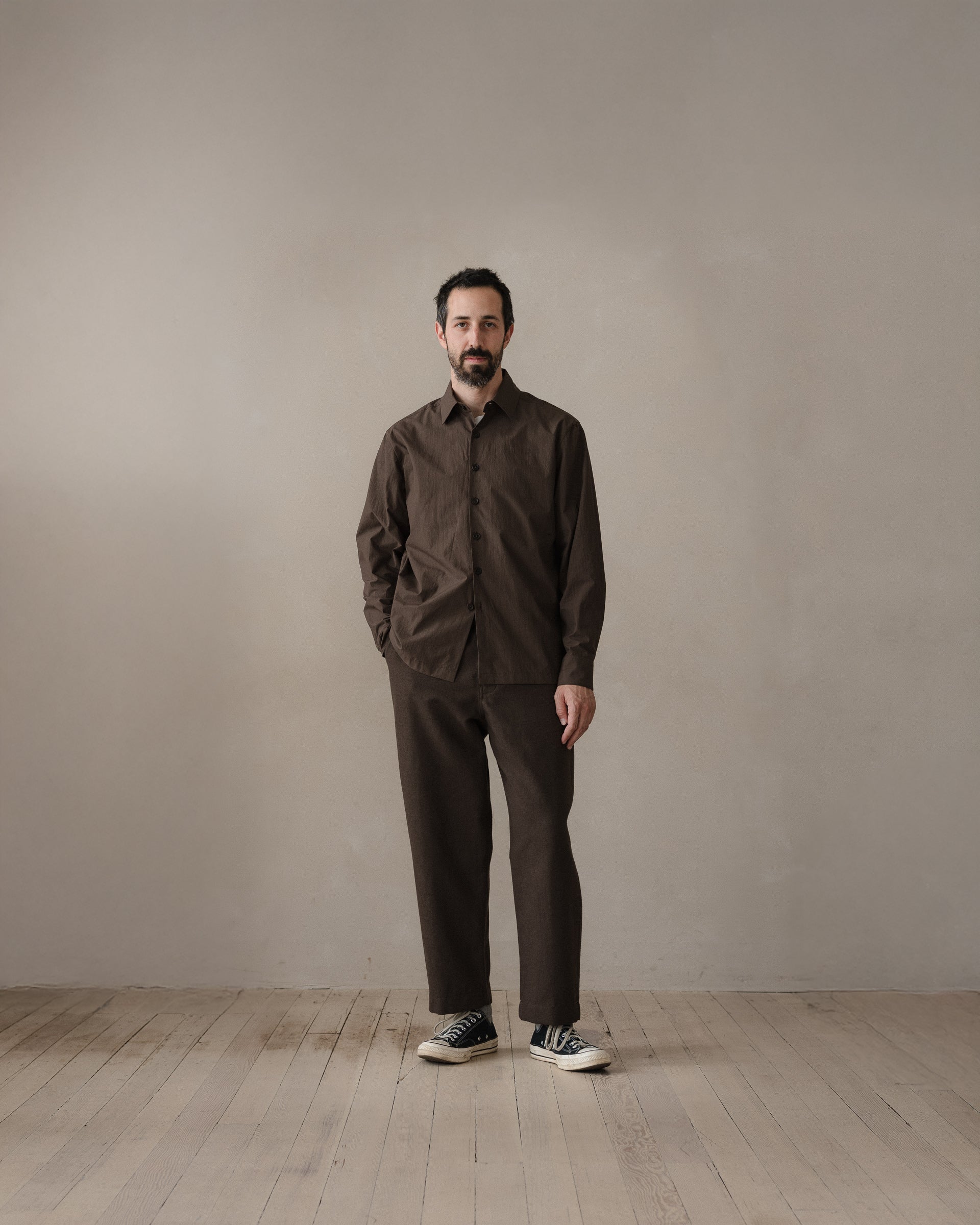 Flat Hem Shirt - Organic Cotton Typewriter, Anthracite – evan kinori