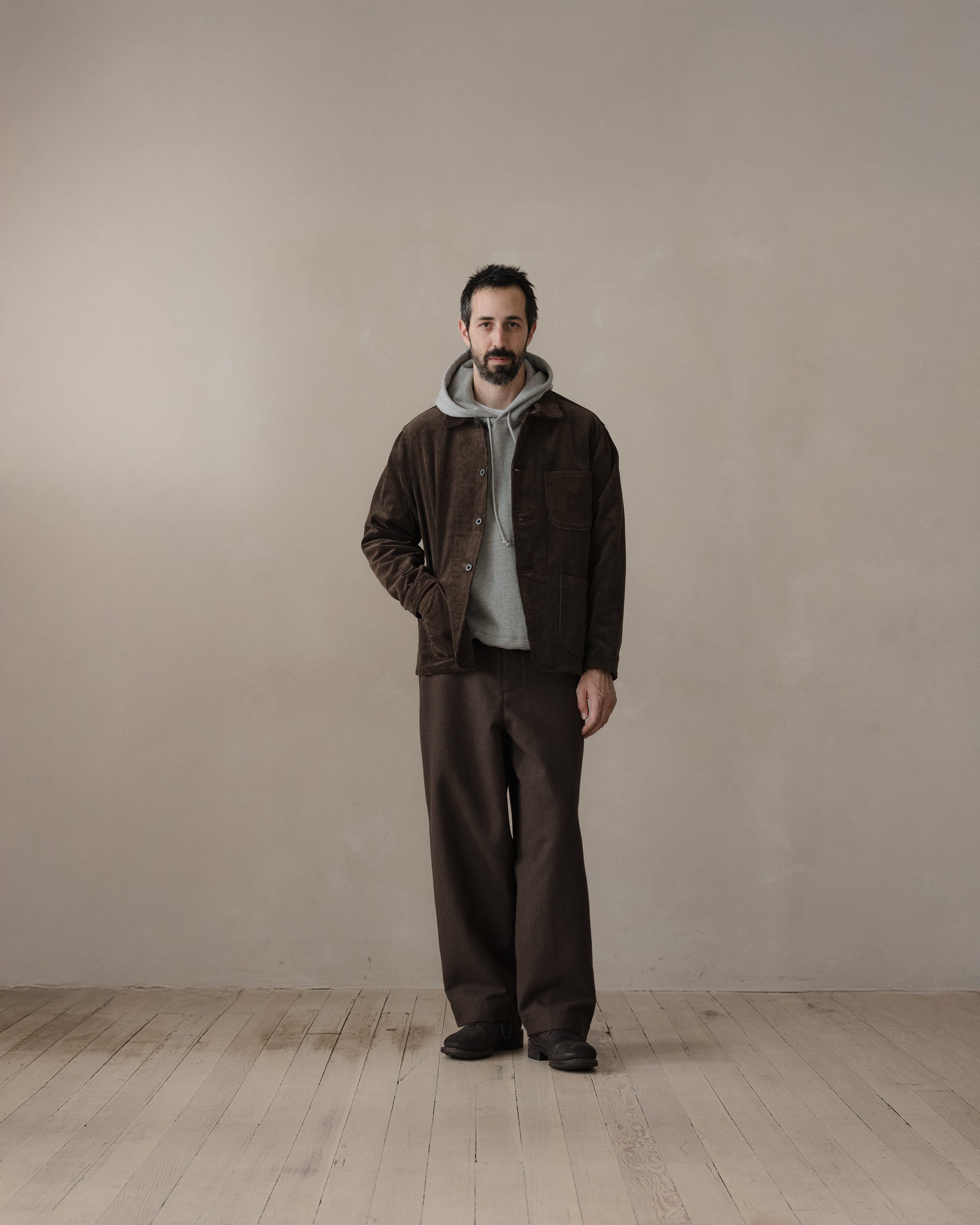 Three Pocket Jacket - Sumi Ink Corduroy, Brown – evan kinori